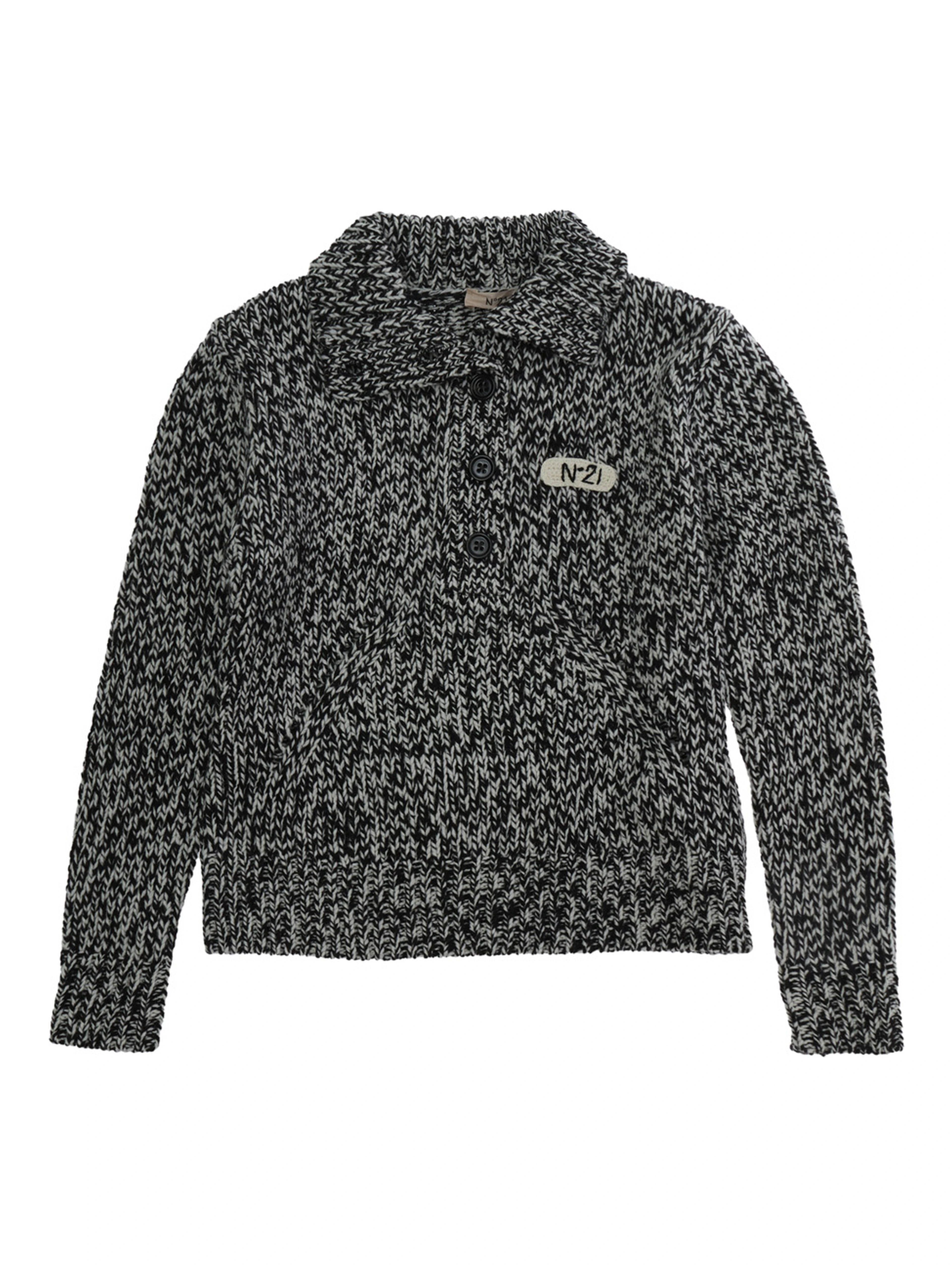 Sweater N210DNN0545N21K141F0N900 with round neck and long sleeves in Wool and Acrylic color Black for Boy
