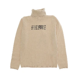 Beige Turtleneck sweater with numeric logo on the front in Blend wool Boy