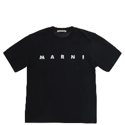 Black T-shirt with printed logo on the front in Boy
