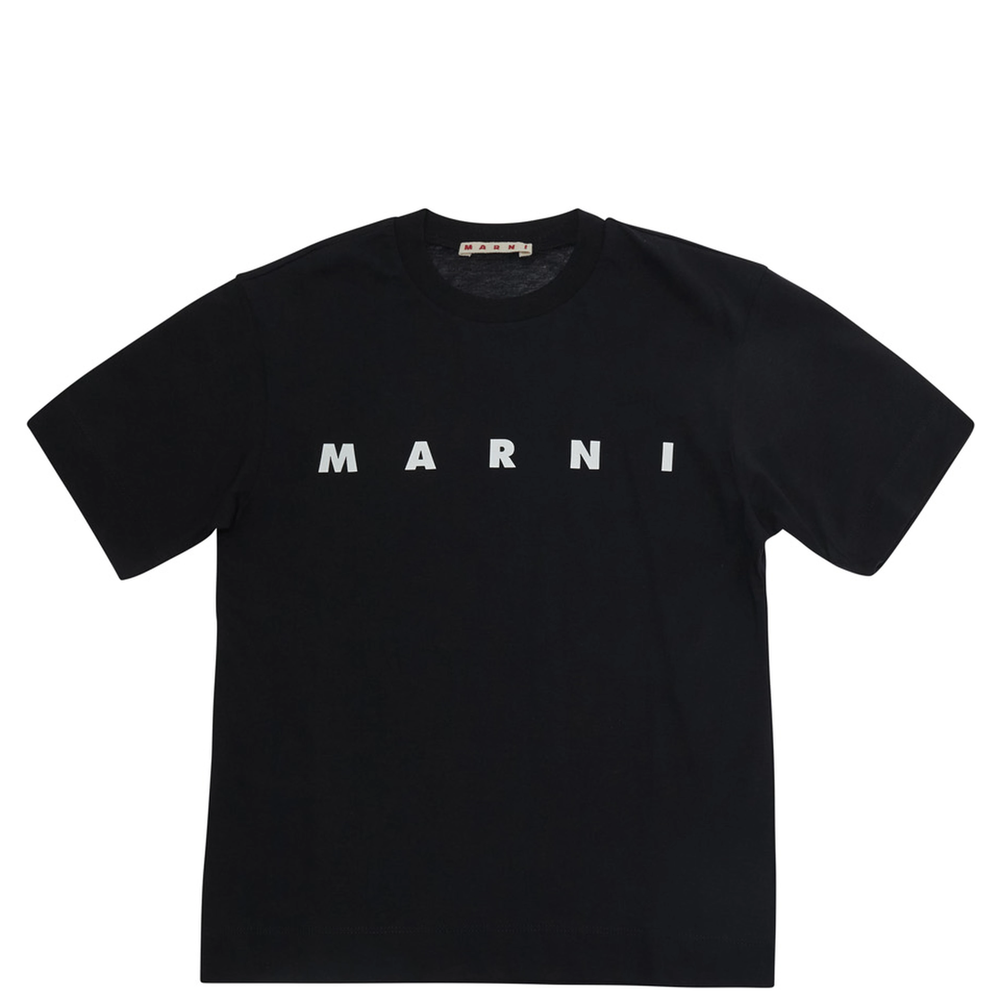 Black T-shirt with printed logo on the front in Boy