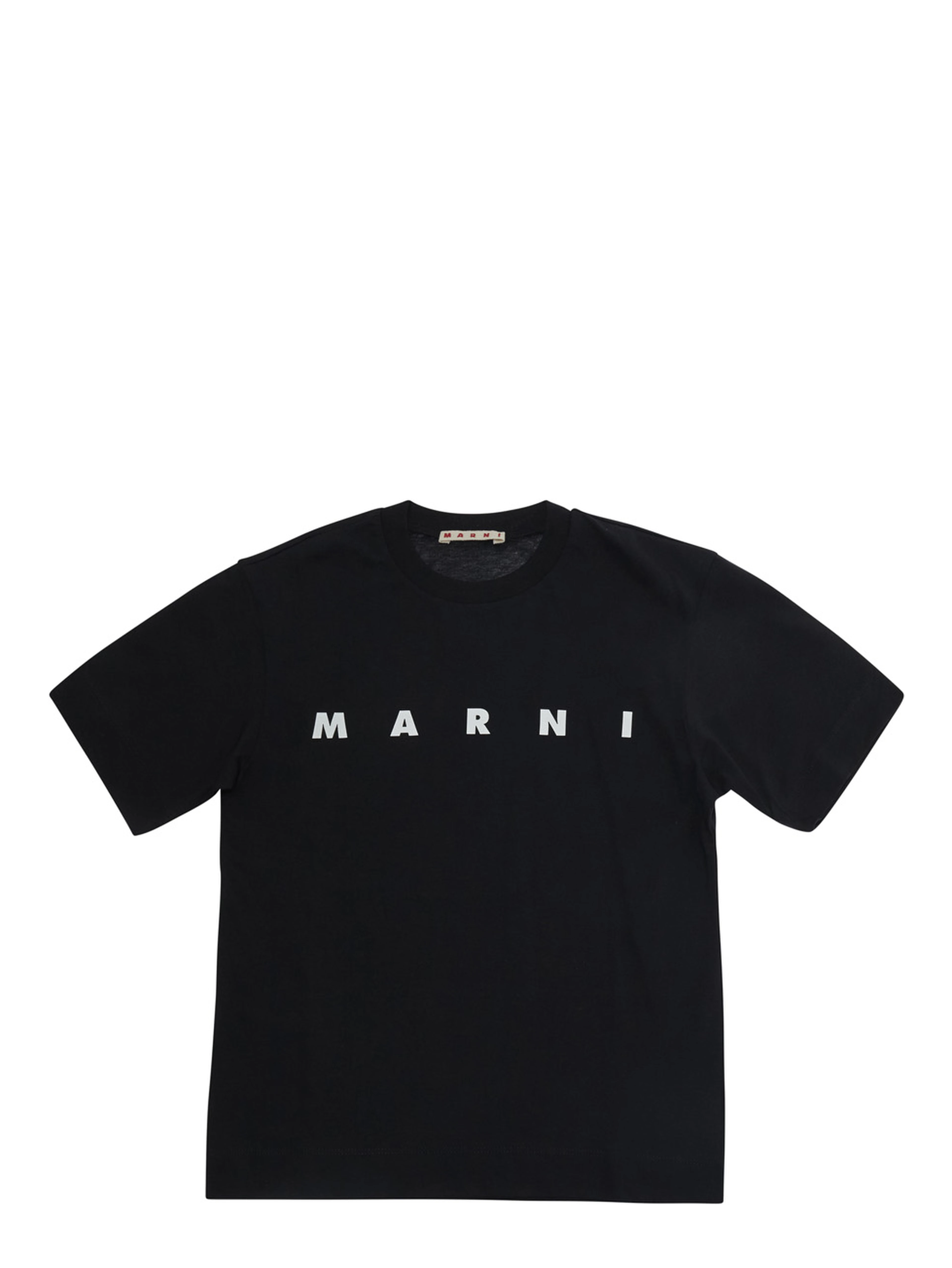 Black T-shirt with printed logo on the front in Boy
