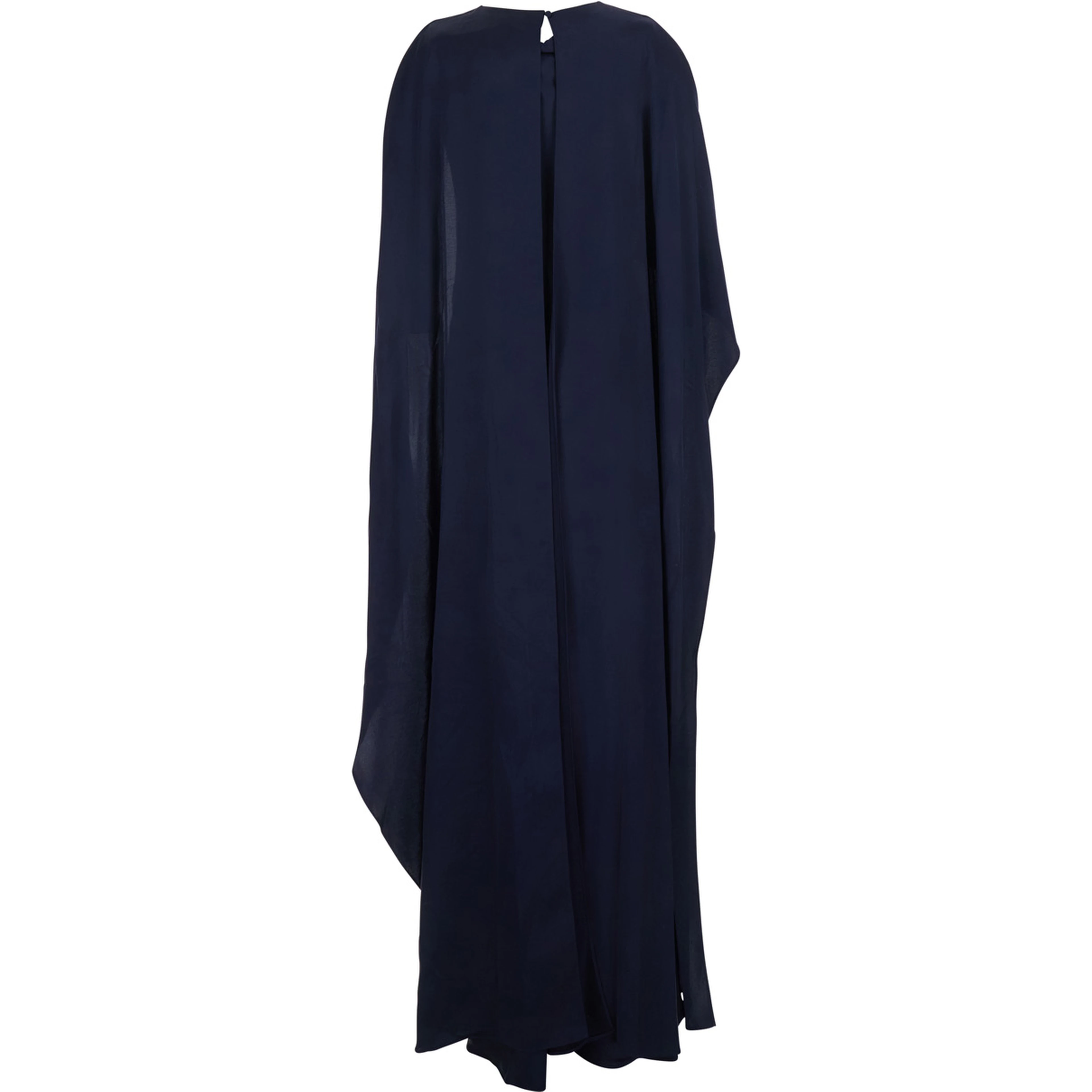 Izel Blue Long Dress with Asymmetric Draping and Side Zip Closure in Stretch Tech Fabric for Women