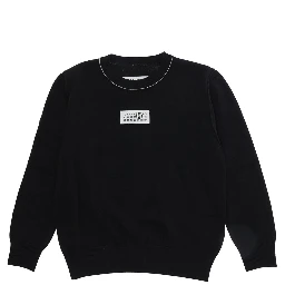 Black Sweater with round neck and logo patch on the front in wool blend boy