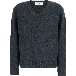 CASHMERE V-NECK SWEATER with V-neck and long sleeves in Wool and Cashmere Gray Men