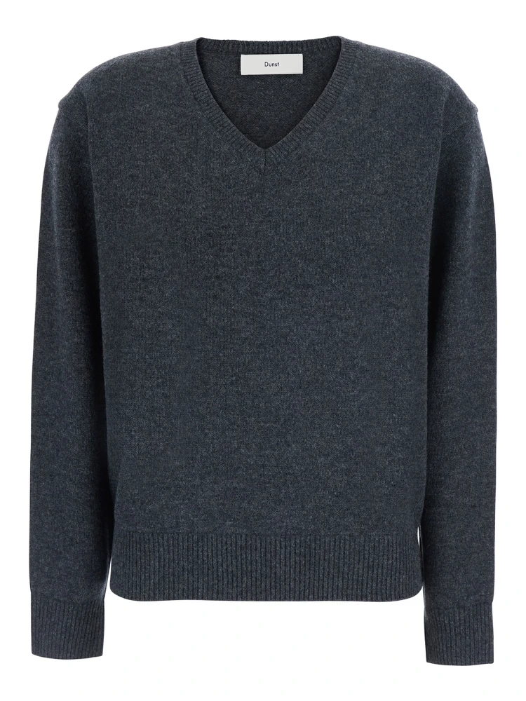 CASHMERE V-NECK SWEATER with V-neck and long sleeves in Wool and Cashmere Gray Men