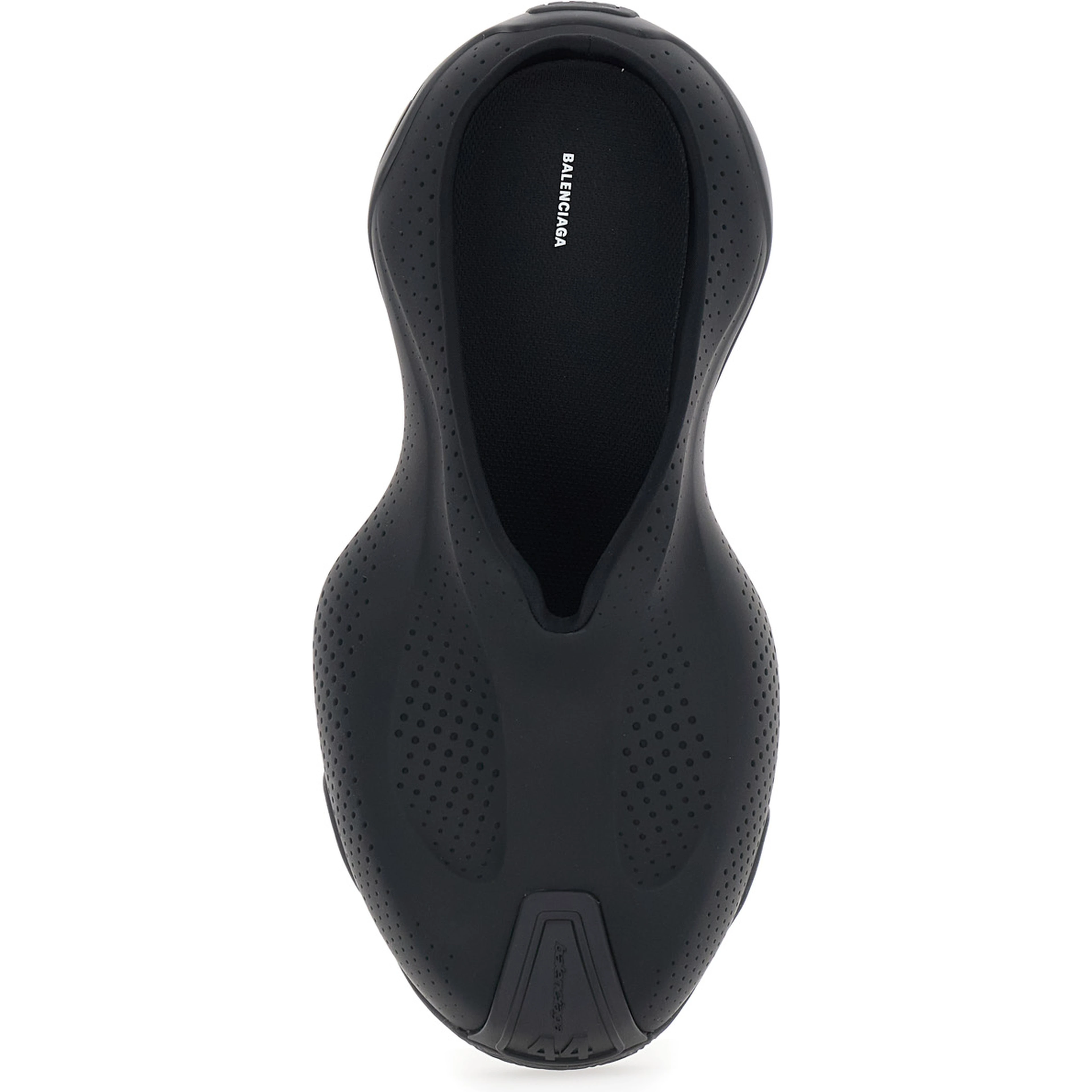 Mule Basketball Slip-On with Perforated Design in Black Tech Fabric for Men