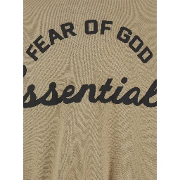Beige Hoodie with Fixed Hood and Maxi Logo Lettering on the Front in Cotton for Men