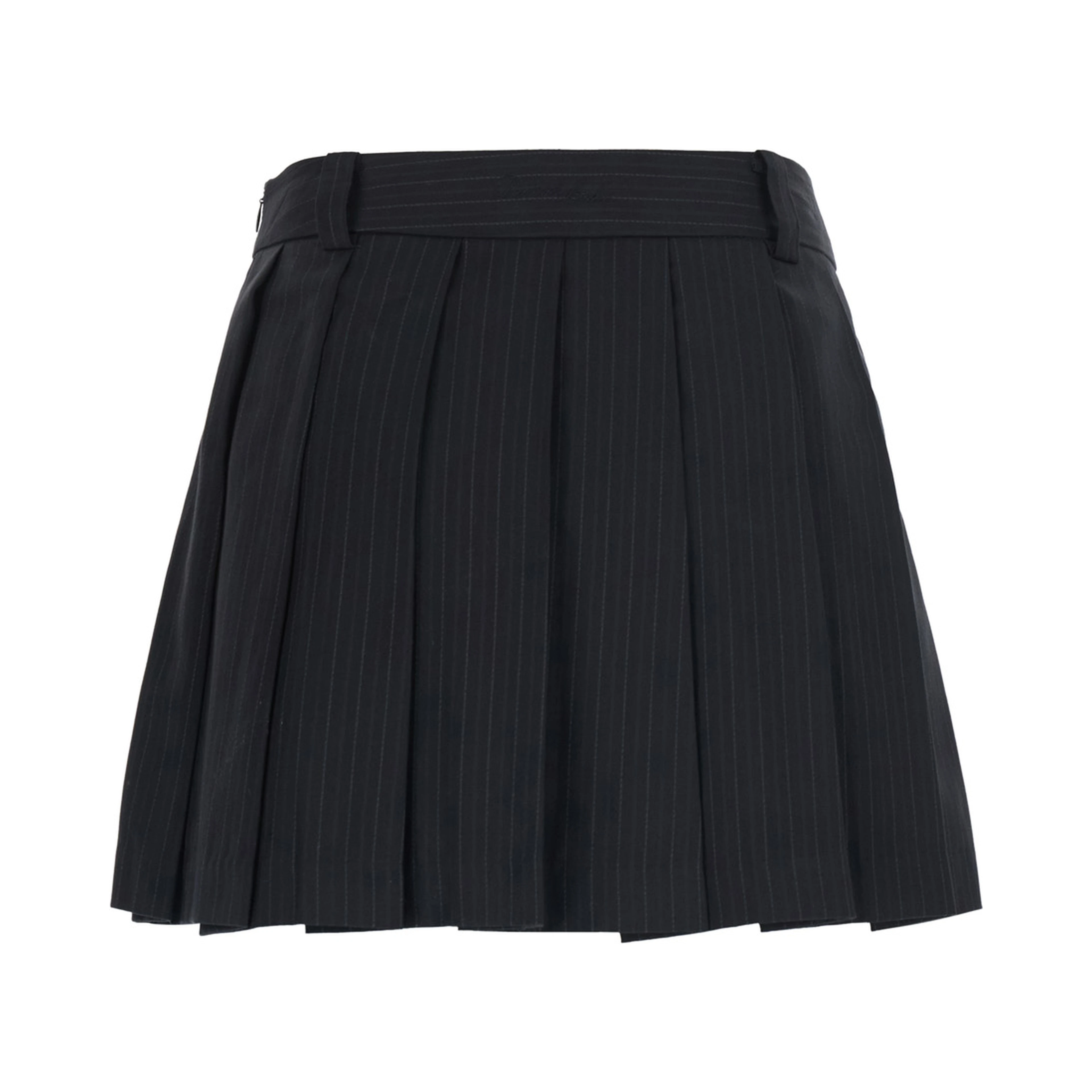 PLEATS MINI STRIPED SKIRT with stripes and Tech Fabric in black for women