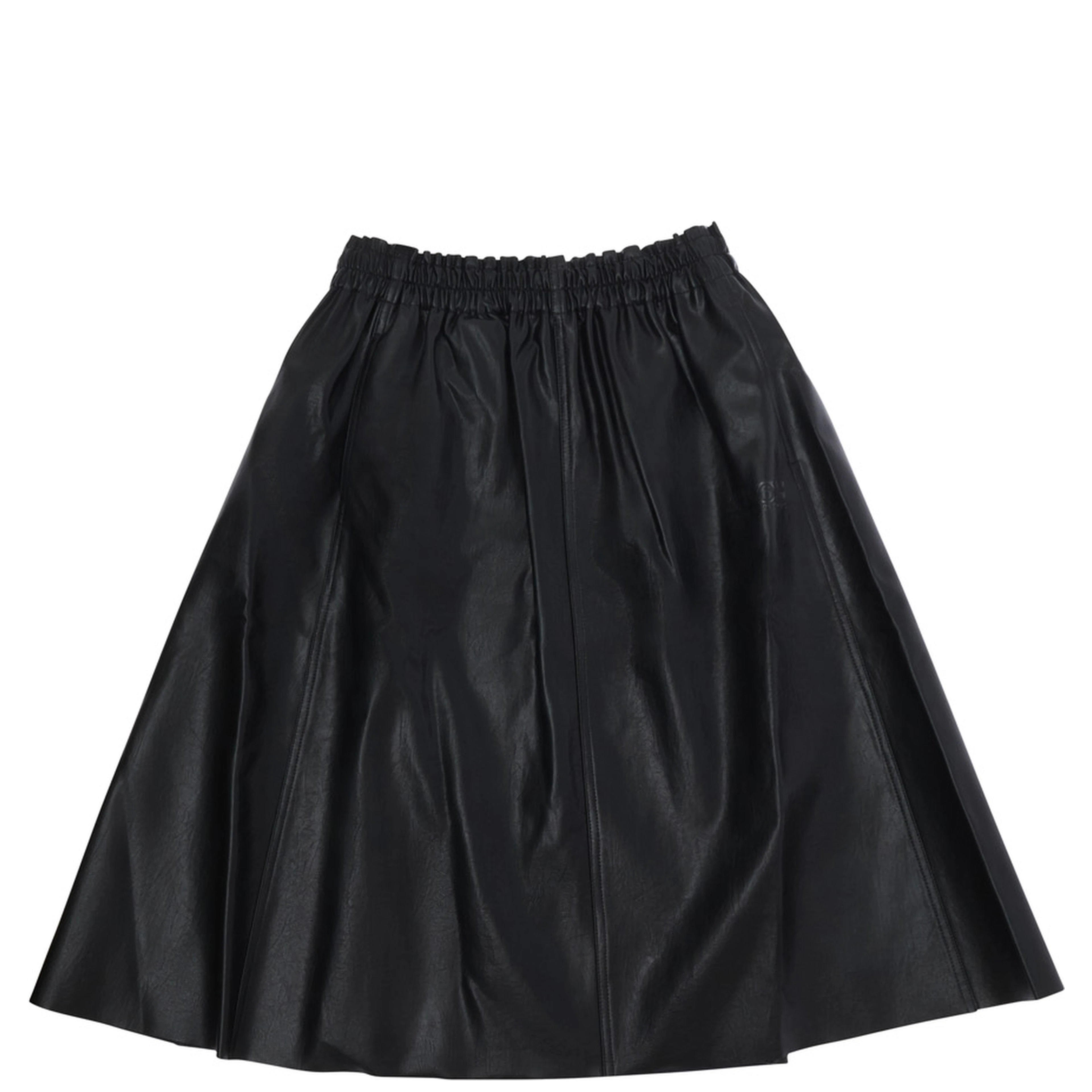 Black Skirt with elasticated waist and tone-on-tone logo patch in viscose Girl