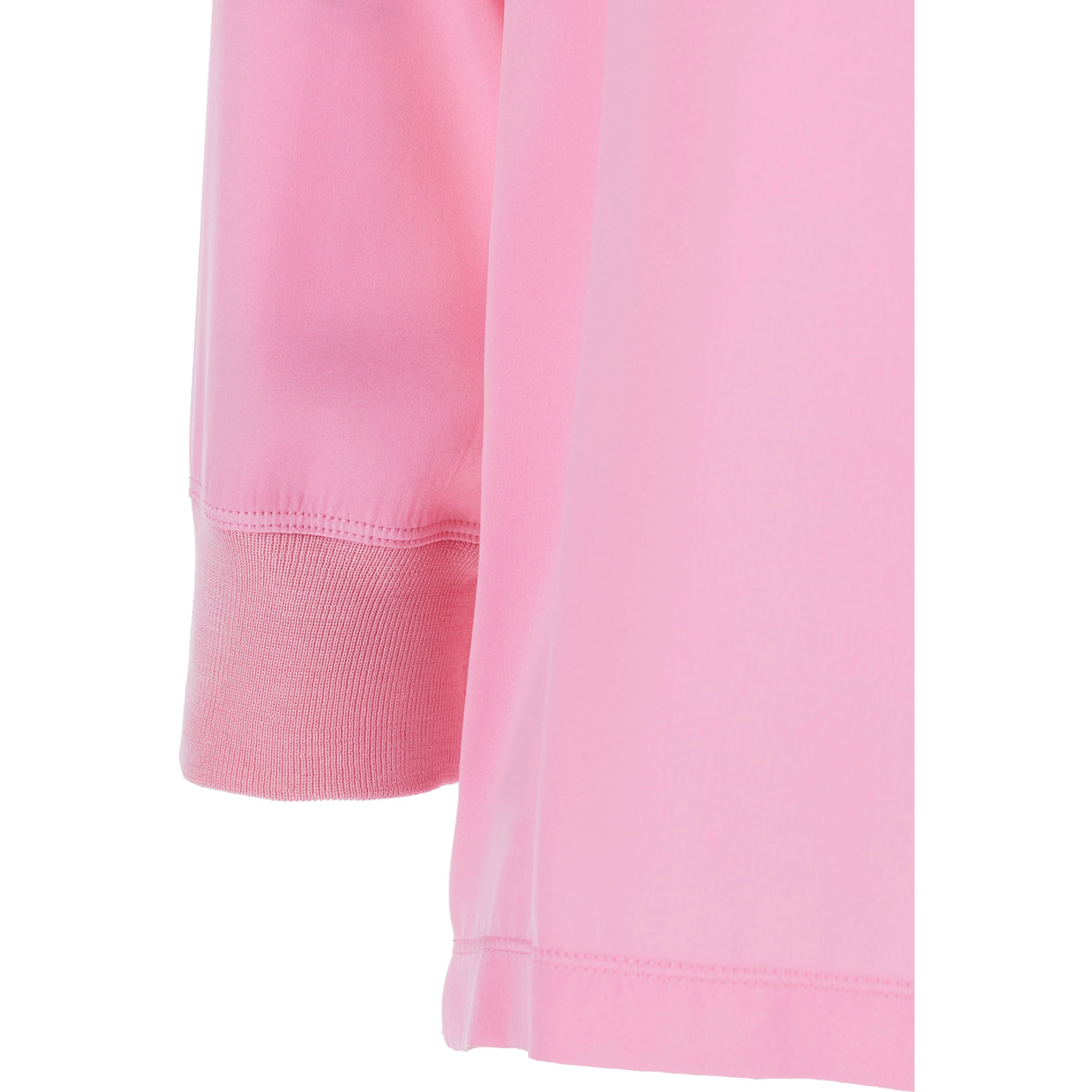 Pink Blouse with Long Sleeves and Round Neck in Fabric for Women