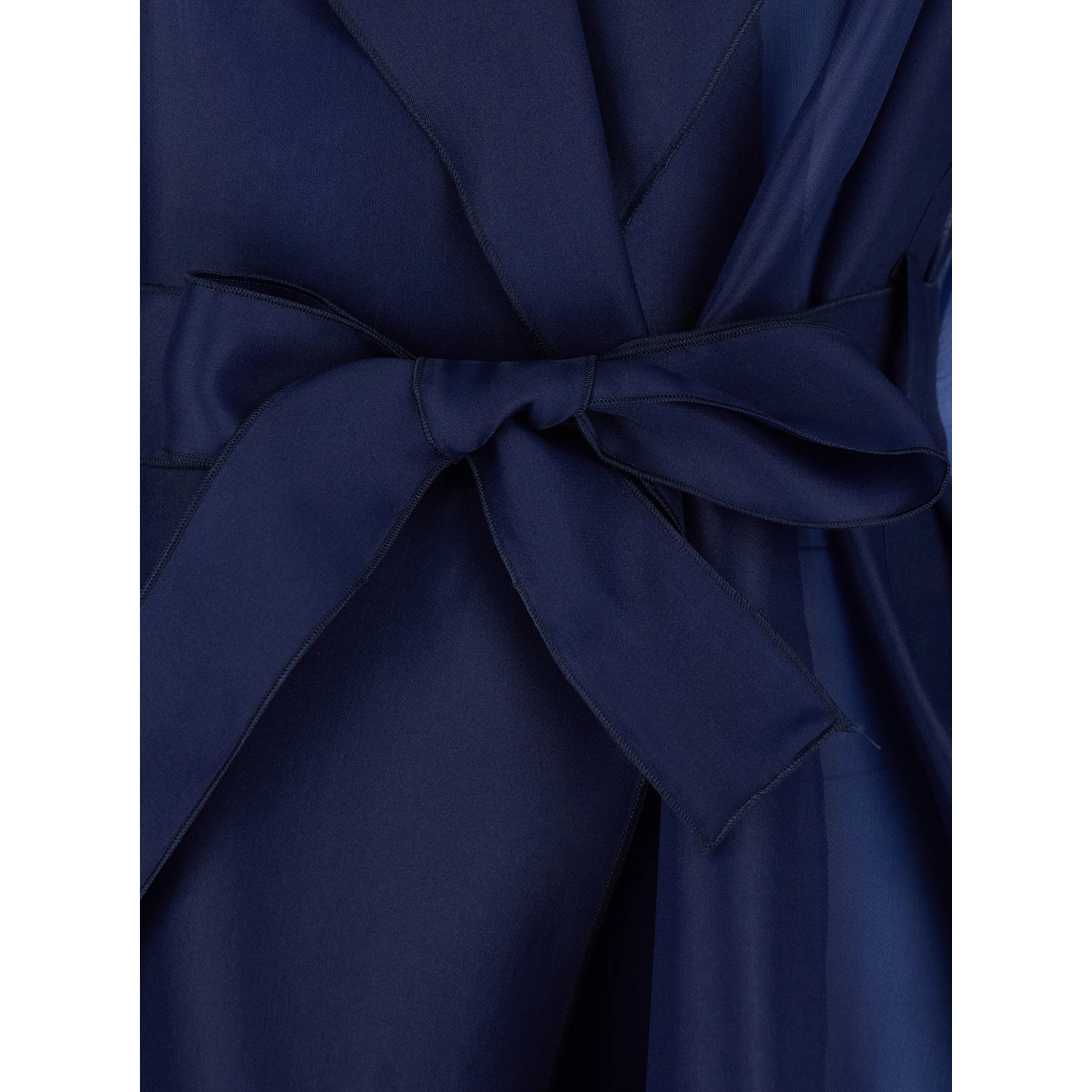 Blue Light Trench with Notched Revers and Front Belt Closure in Tech Fabric Woman