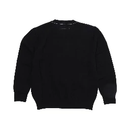 Black Sweater with round neck and logo patch on the front in wool blend boy