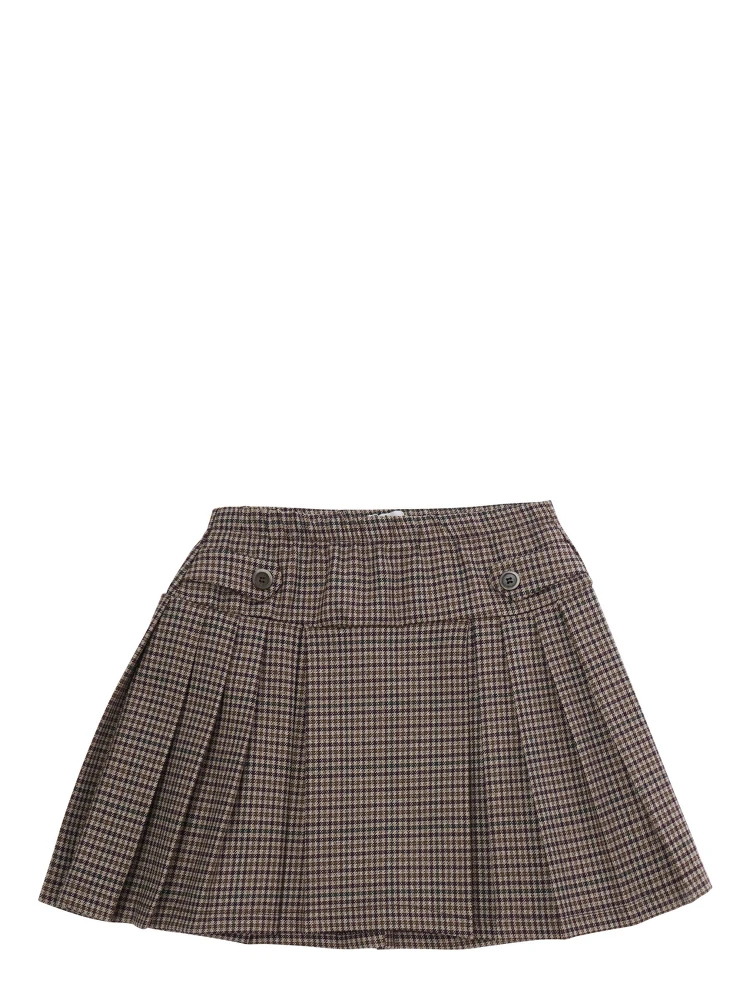 KILT IN PIED DE POULE with polyester and viscose brown fabric Girl