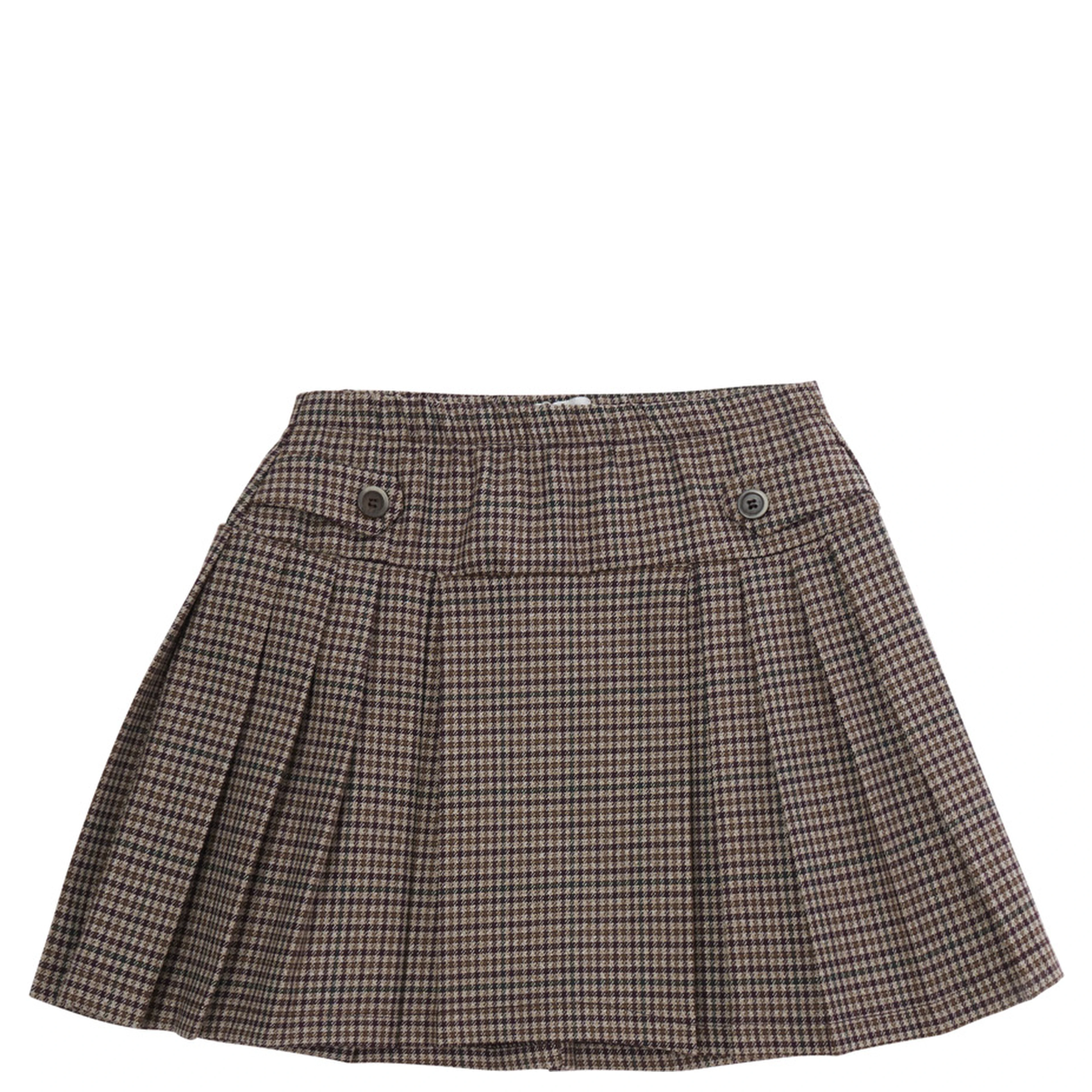 KILT IN PIED DE POULE with polyester and viscose brown fabric Girl