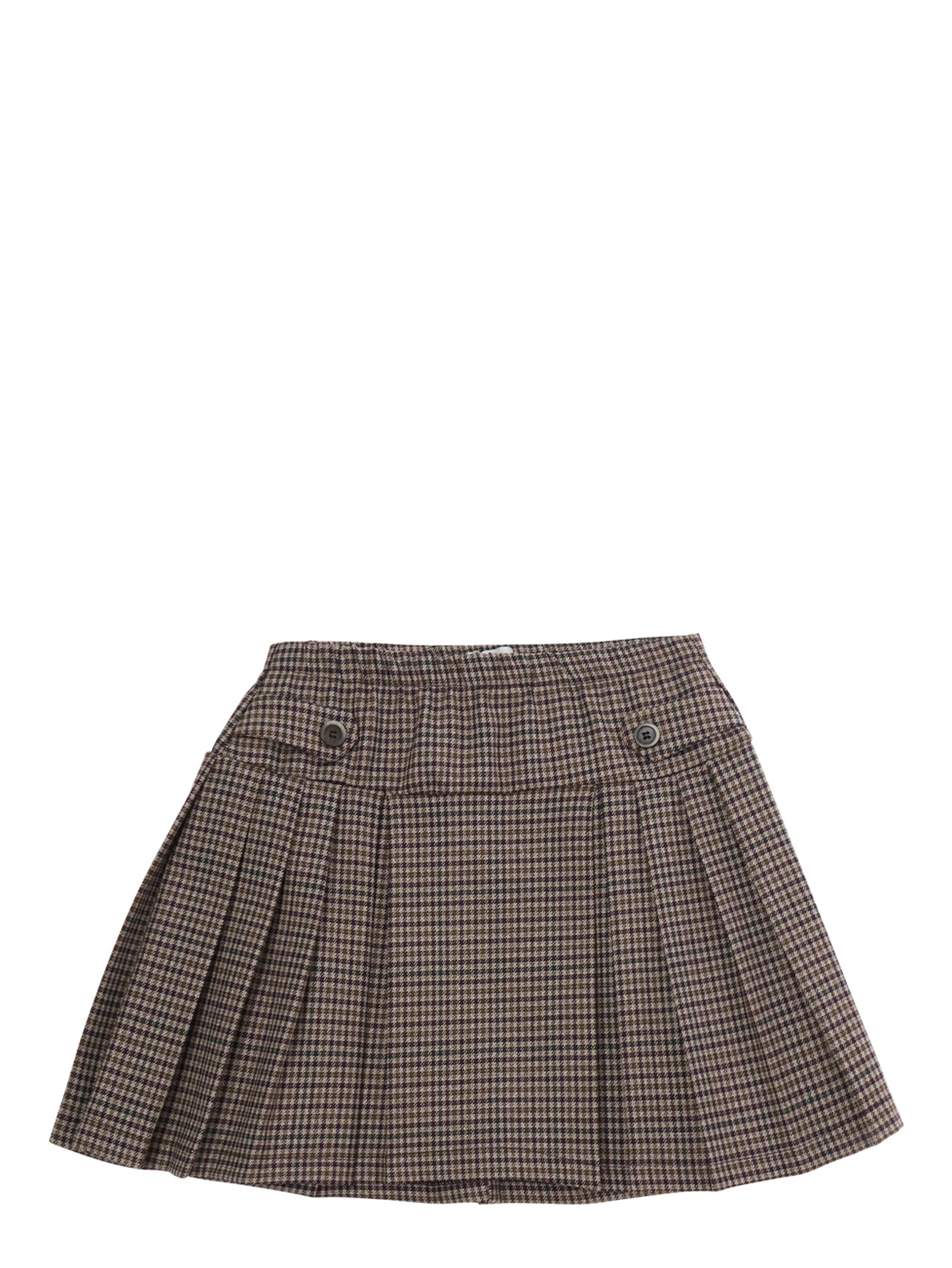 KILT IN PIED DE POULE with polyester and viscose brown fabric Girl