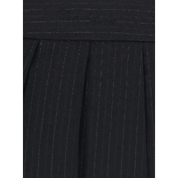 PLEATS MINI STRIPED SKIRT with stripes and Tech Fabric in black for women