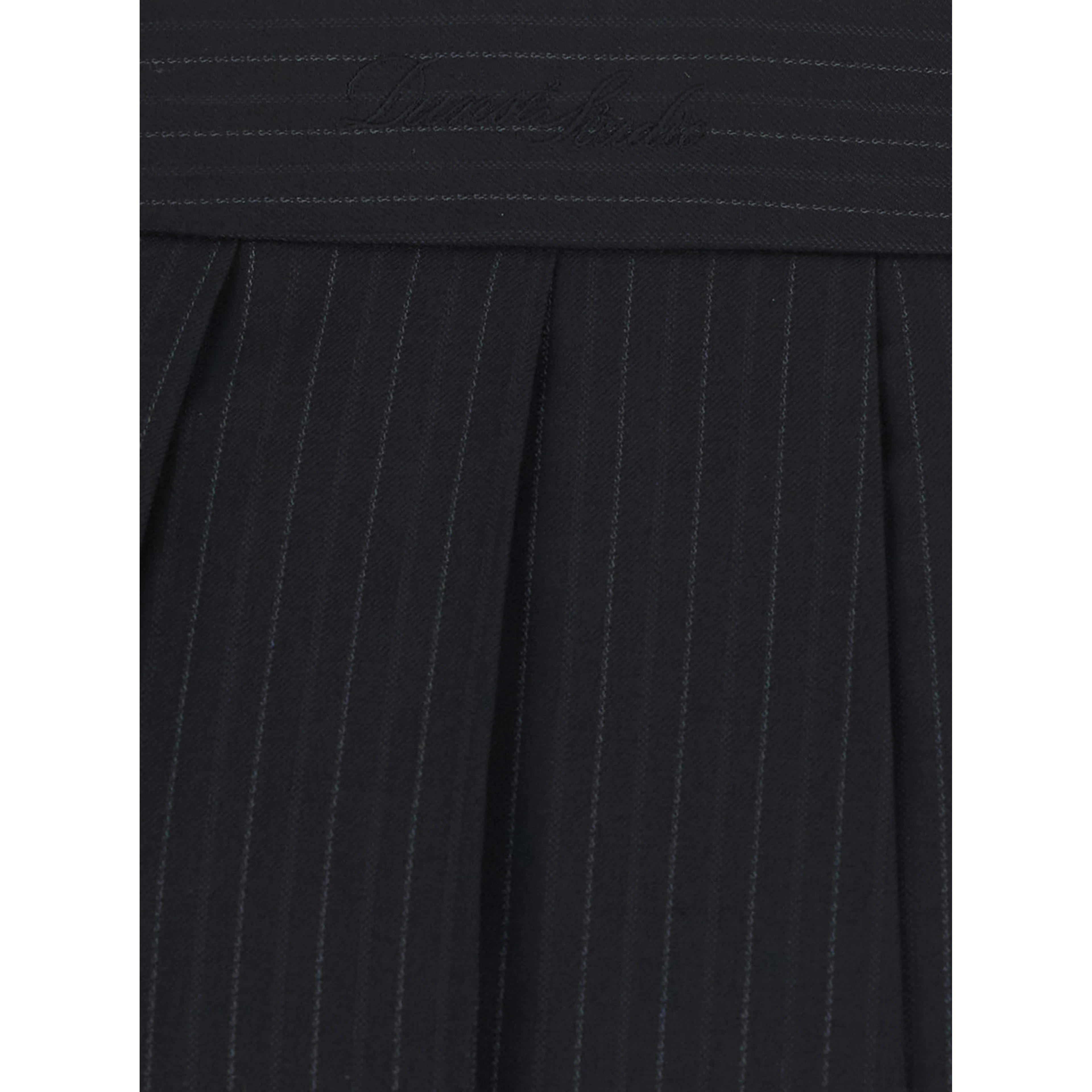 PLEATS MINI STRIPED SKIRT with stripes and Tech Fabric in black for women