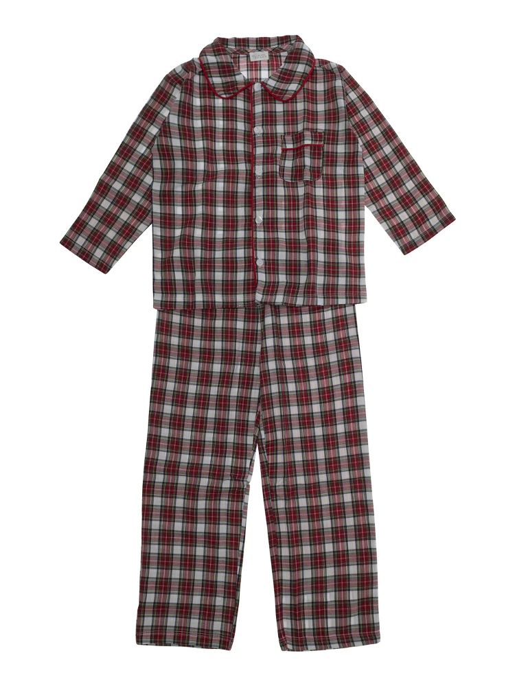 Unisex Off-White Checkered Pajamas with Cotton and Polyester, White, Unisex