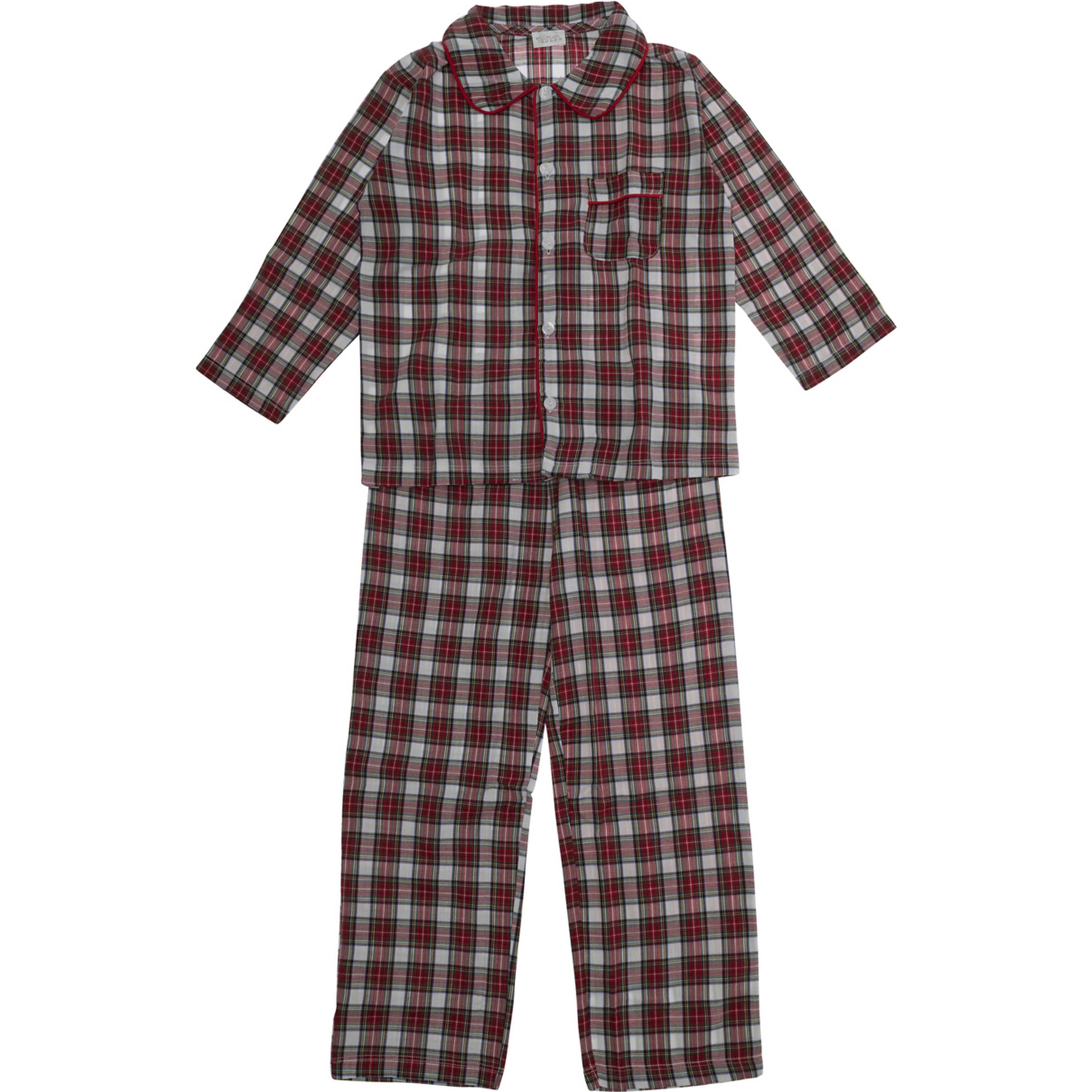 Unisex Off-White Checkered Pajamas with Cotton and Polyester, White, Unisex