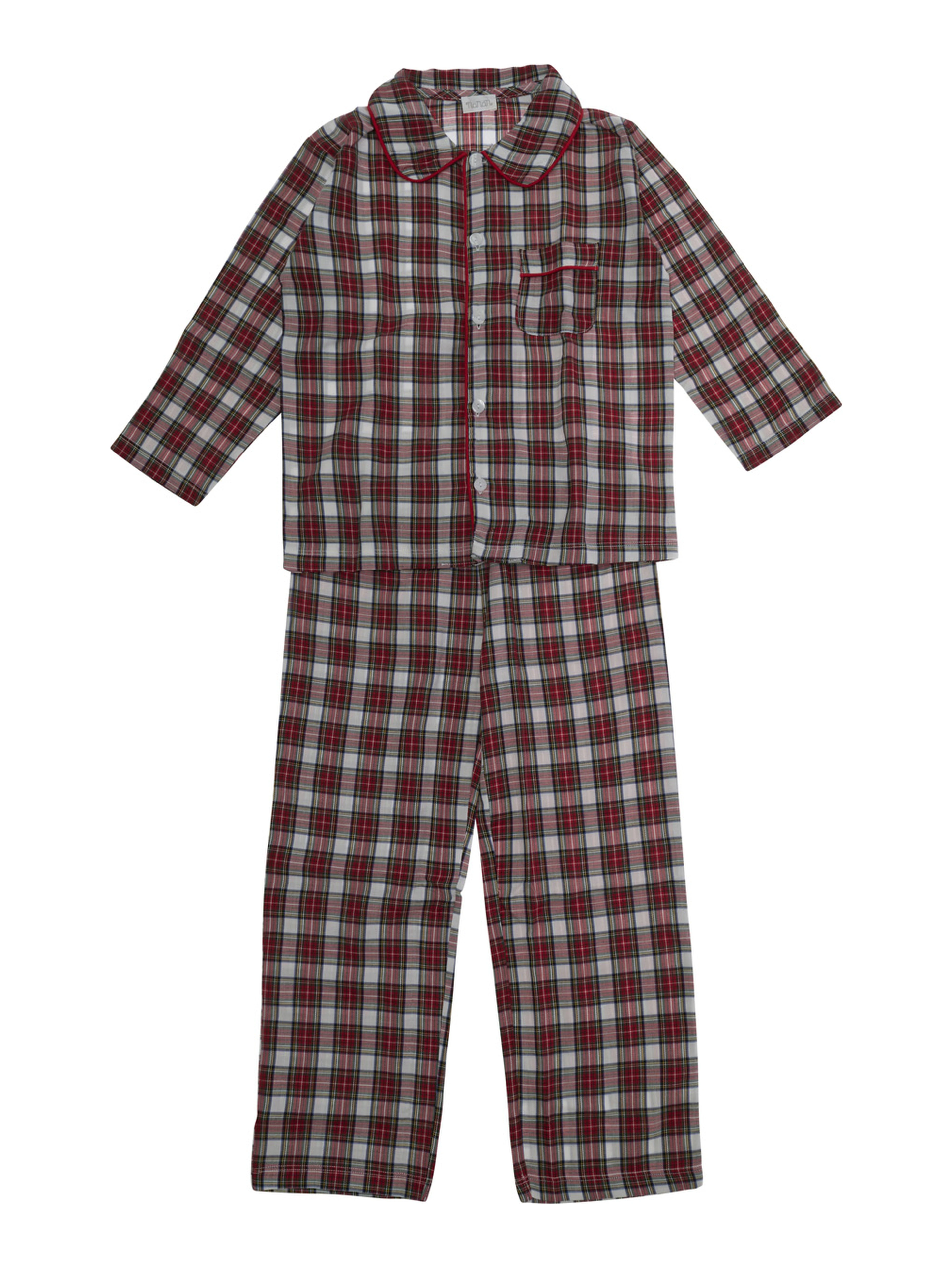 Unisex Off-White Checkered Pajamas with Cotton and Polyester, White, Unisex