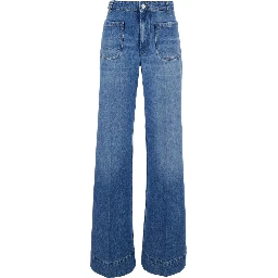 Alina Light Blue Jeans with logo patch on the back and faded effect in blue denim for women
