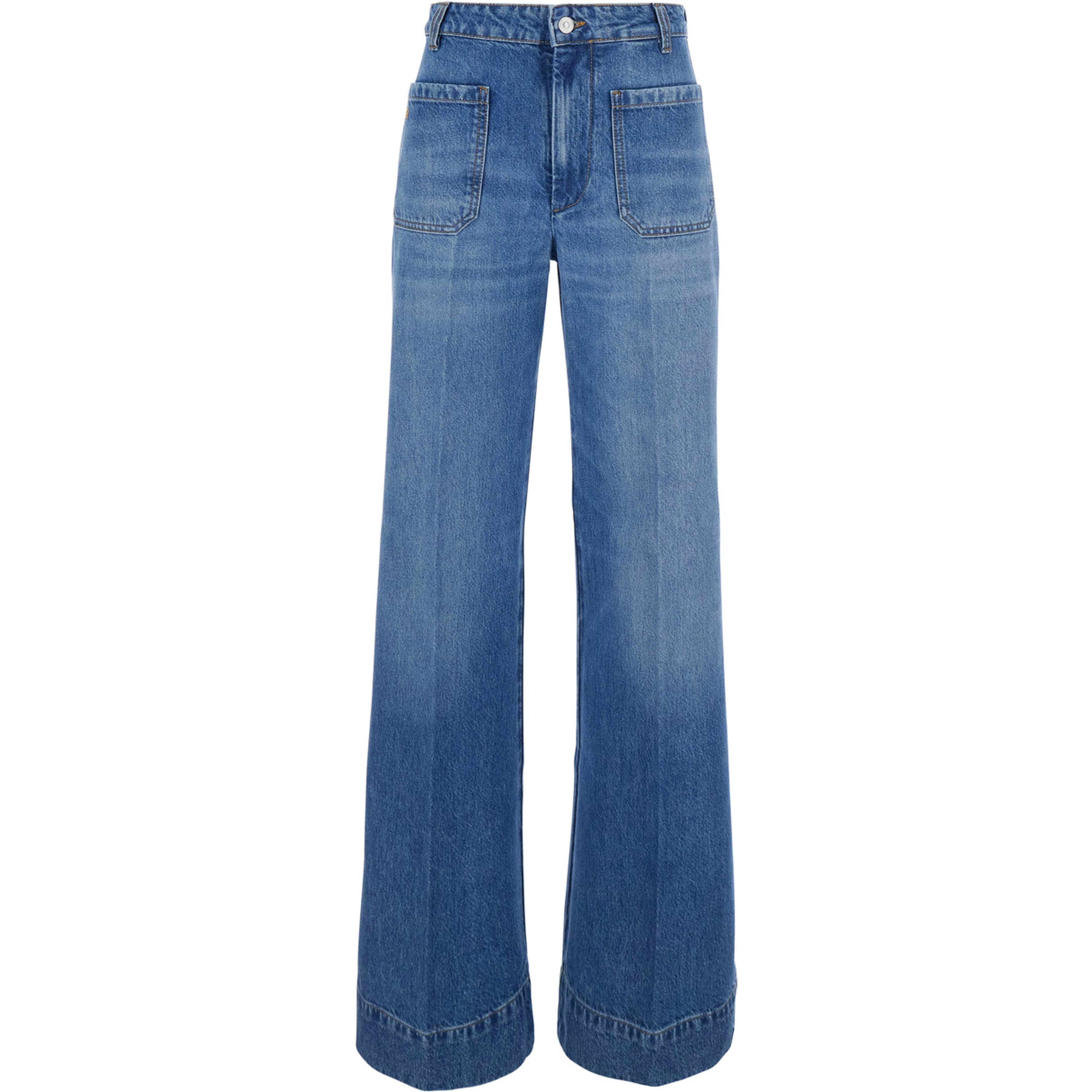 Alina Light Blue Jeans with logo patch on the back and faded effect in blue denim for women