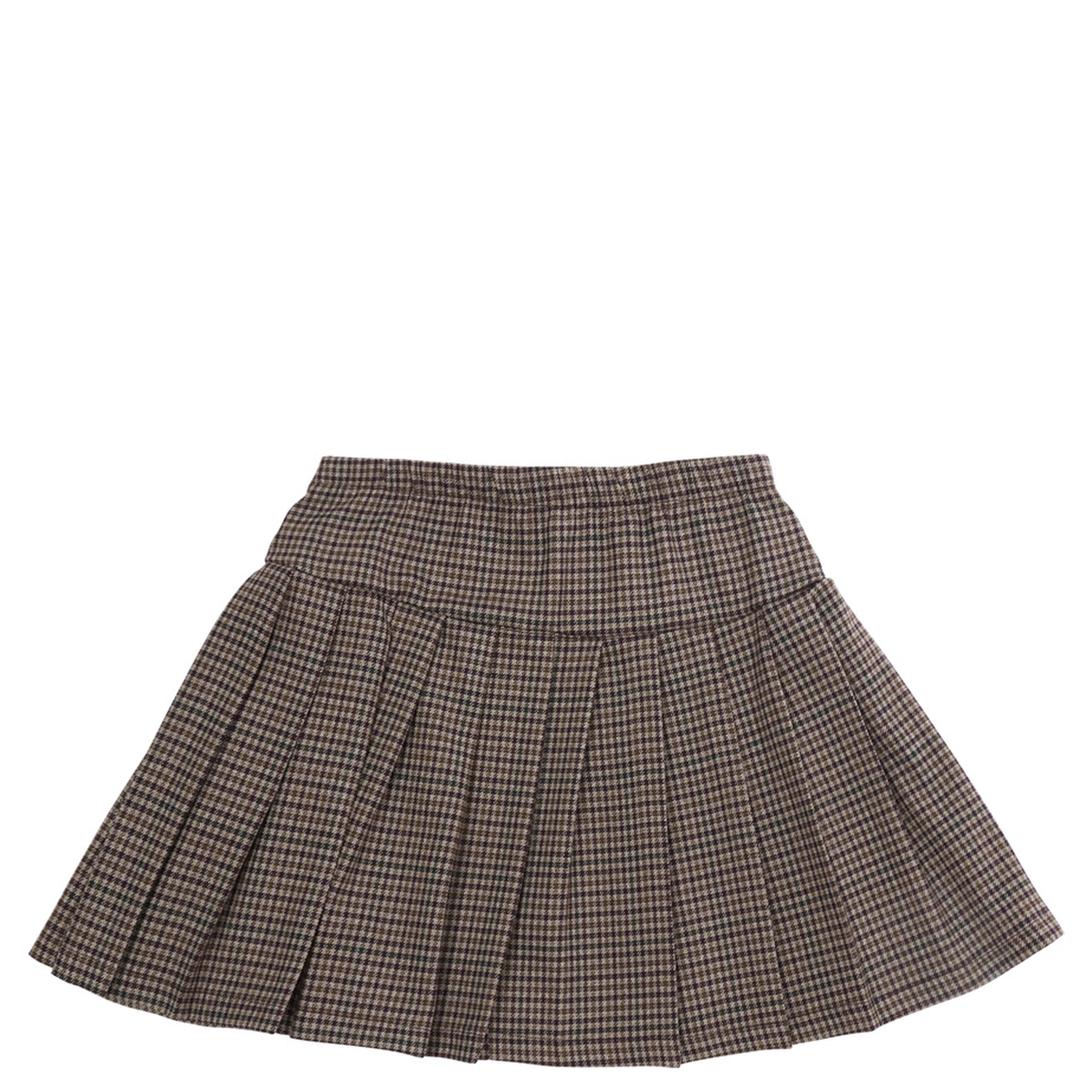 KILT IN PIED DE POULE with polyester and viscose brown fabric Girl