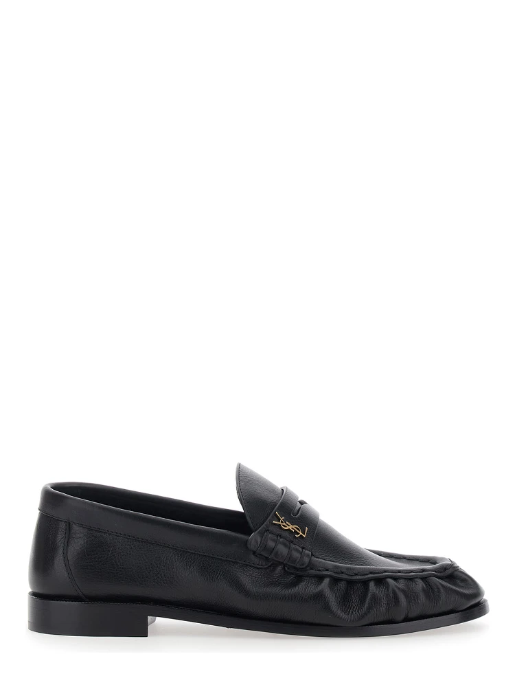 Le Loafer Black Loafers with rounded toe and Cassandre plate in Leather for Women