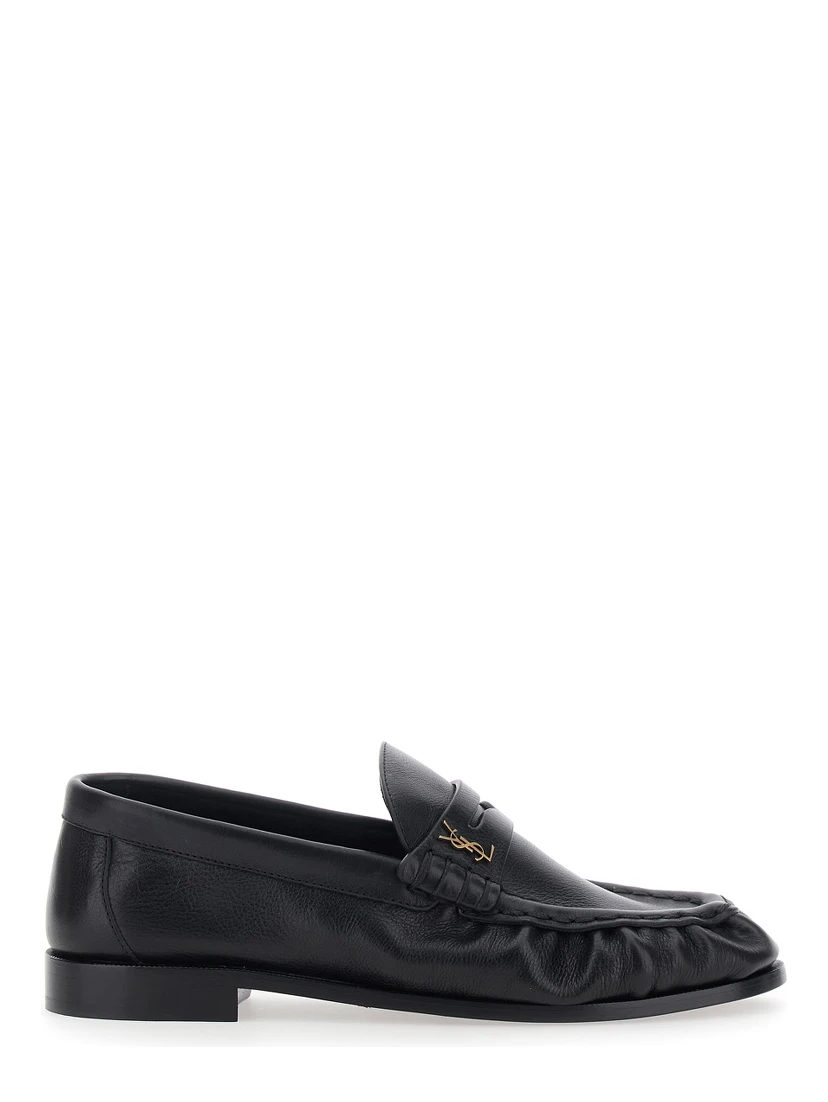 Le Loafer Black Loafers with rounded toe and Cassandre plate in Leather for Women