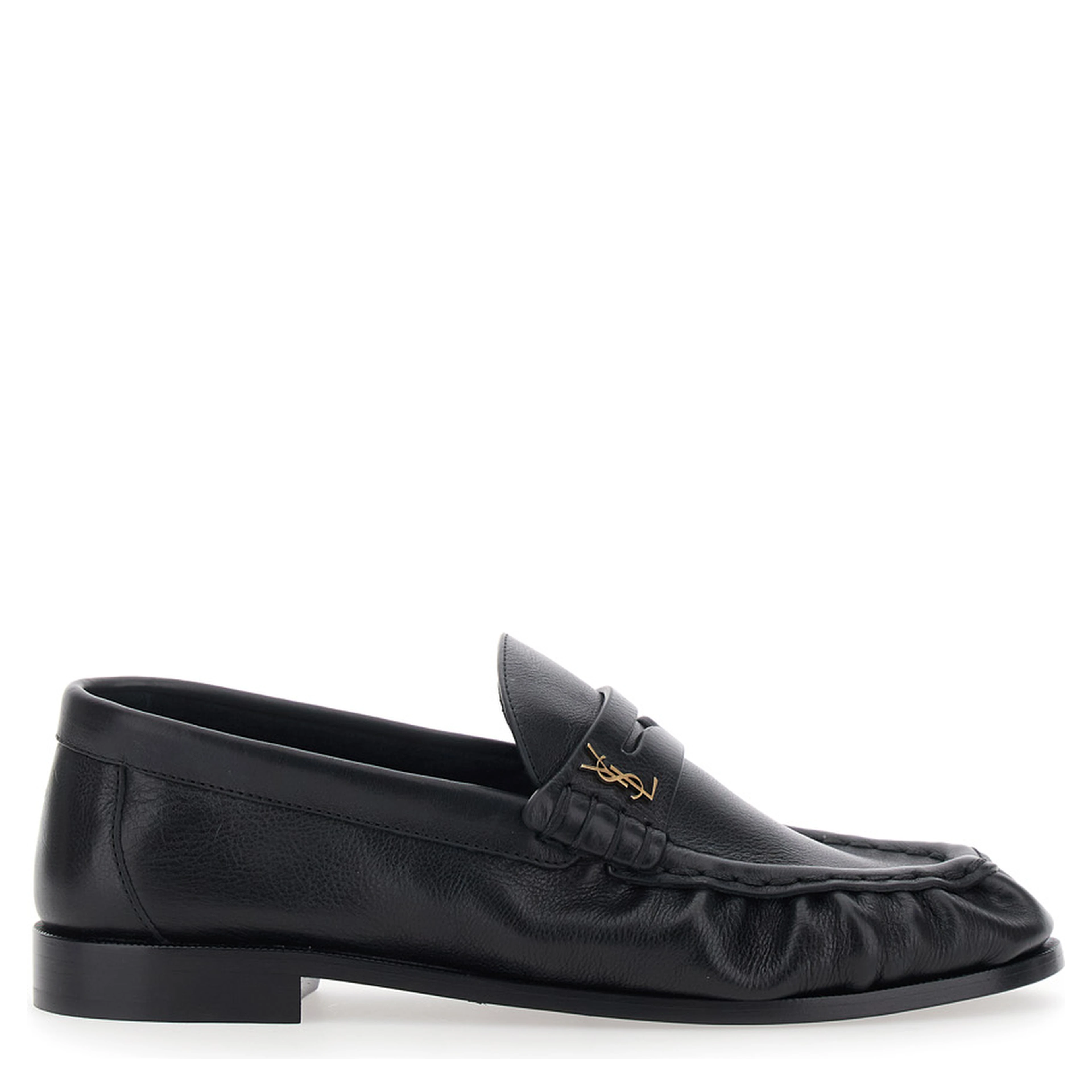 Le Loafer Black Loafers with rounded toe and Cassandre plate in Leather for Women