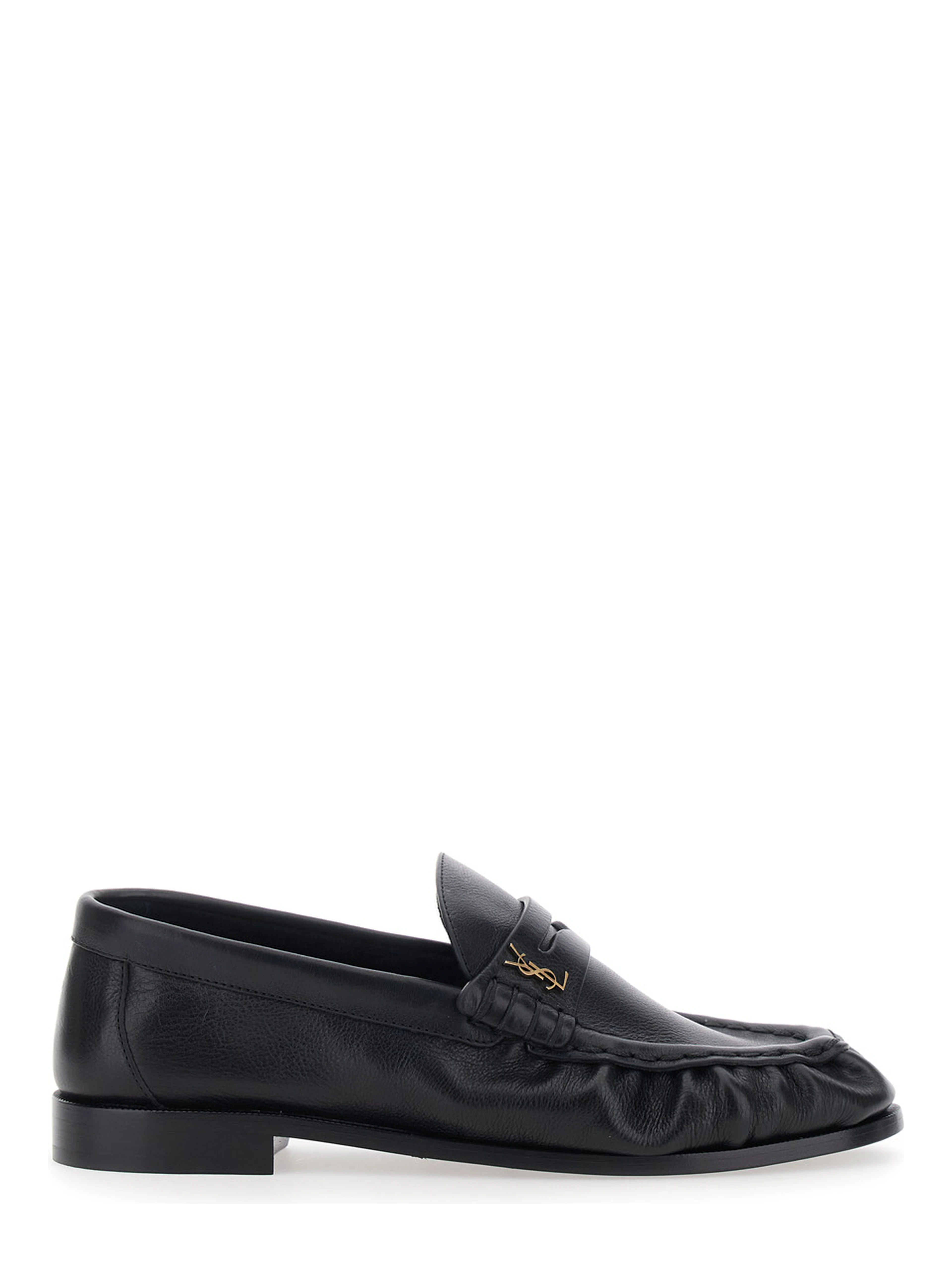 Le Loafer Black Loafers with rounded toe and Cassandre plate in Leather for Women