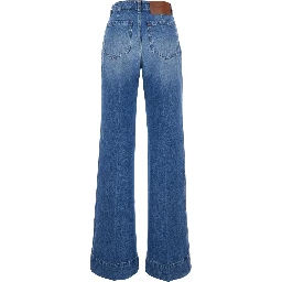 Alina Light Blue Jeans with logo patch on the back and faded effect in blue denim for women