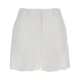 White Linen Shorts with Belt Loops Woman