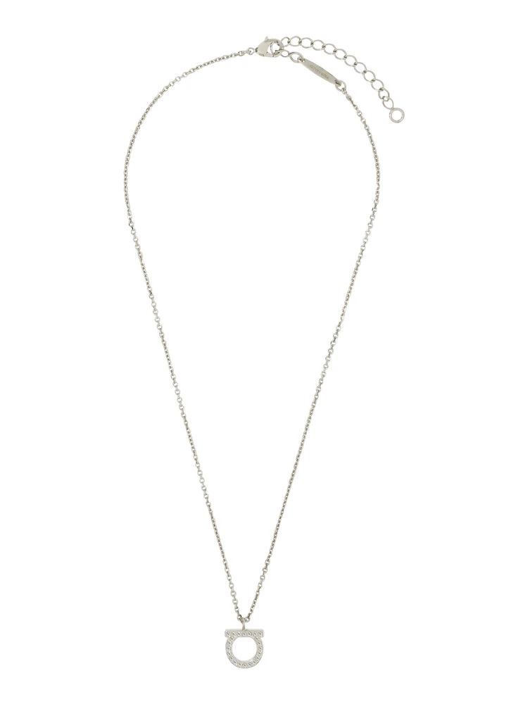 Silver-Colored Necklace with Gancini Pendant in Brass for Women