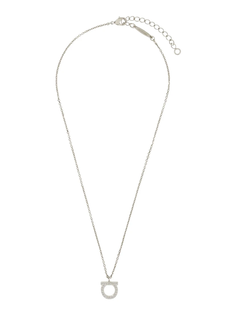 Silver-Colored Necklace with Gancini Pendant in Brass for Women