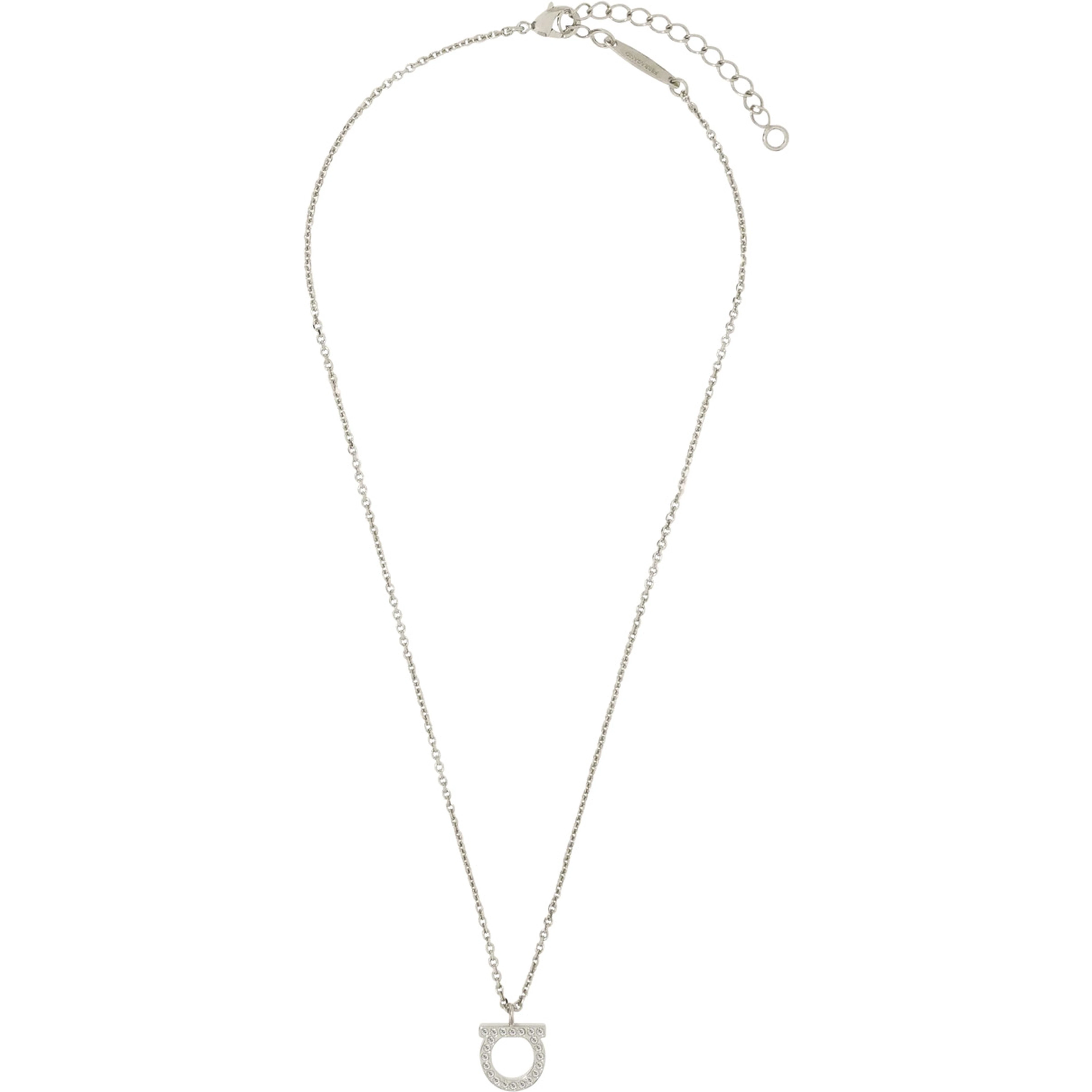 Silver-Colored Necklace with Gancini Pendant in Brass for Women