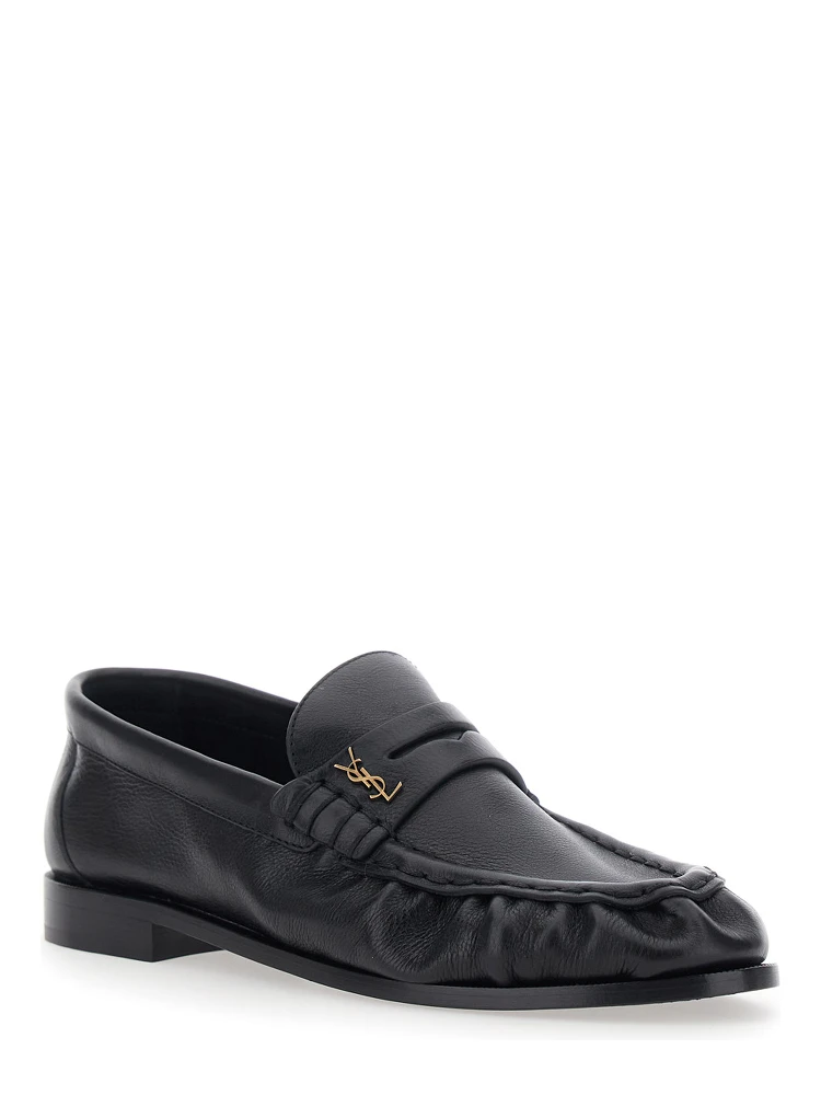 Le Loafer Black Loafers with rounded toe and Cassandre plate in Leather for Women alternative