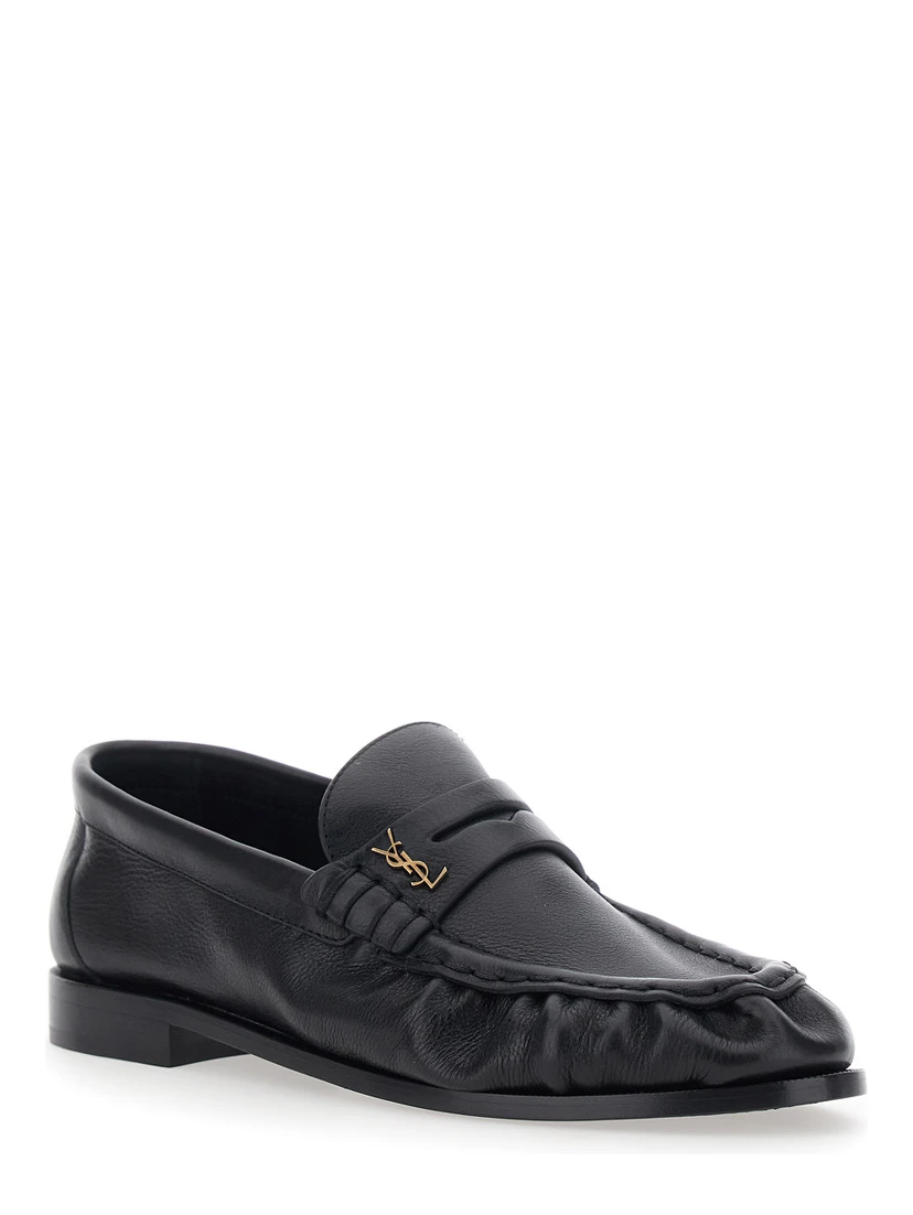 Le Loafer Black Loafers with rounded toe and Cassandre plate in Leather for Women