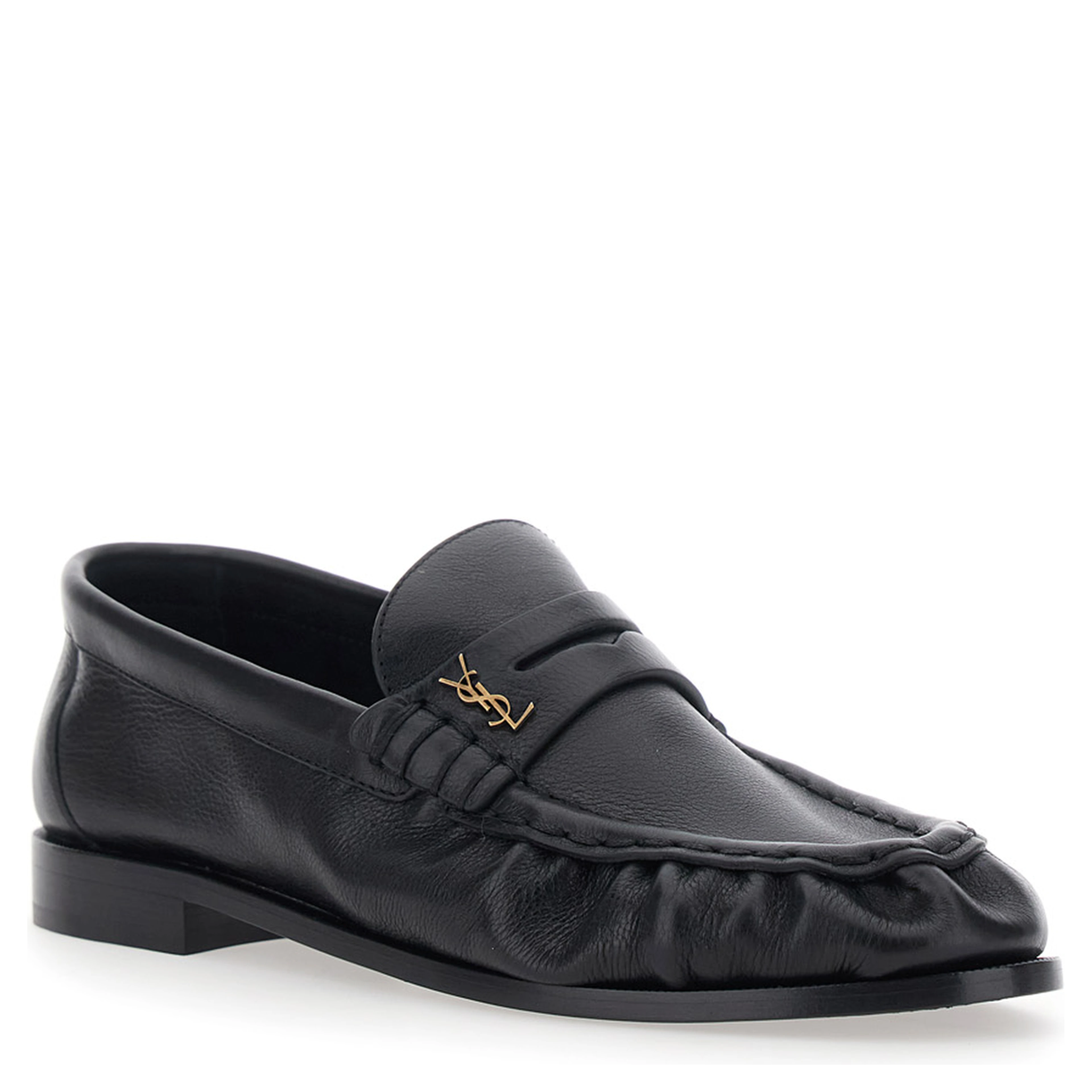 Le Loafer Black Loafers with rounded toe and Cassandre plate in Leather for Women