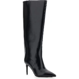 ARSEN Black boots with high heel and pointed design in leather women