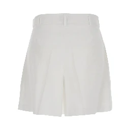 White Linen Shorts with Belt Loops Woman