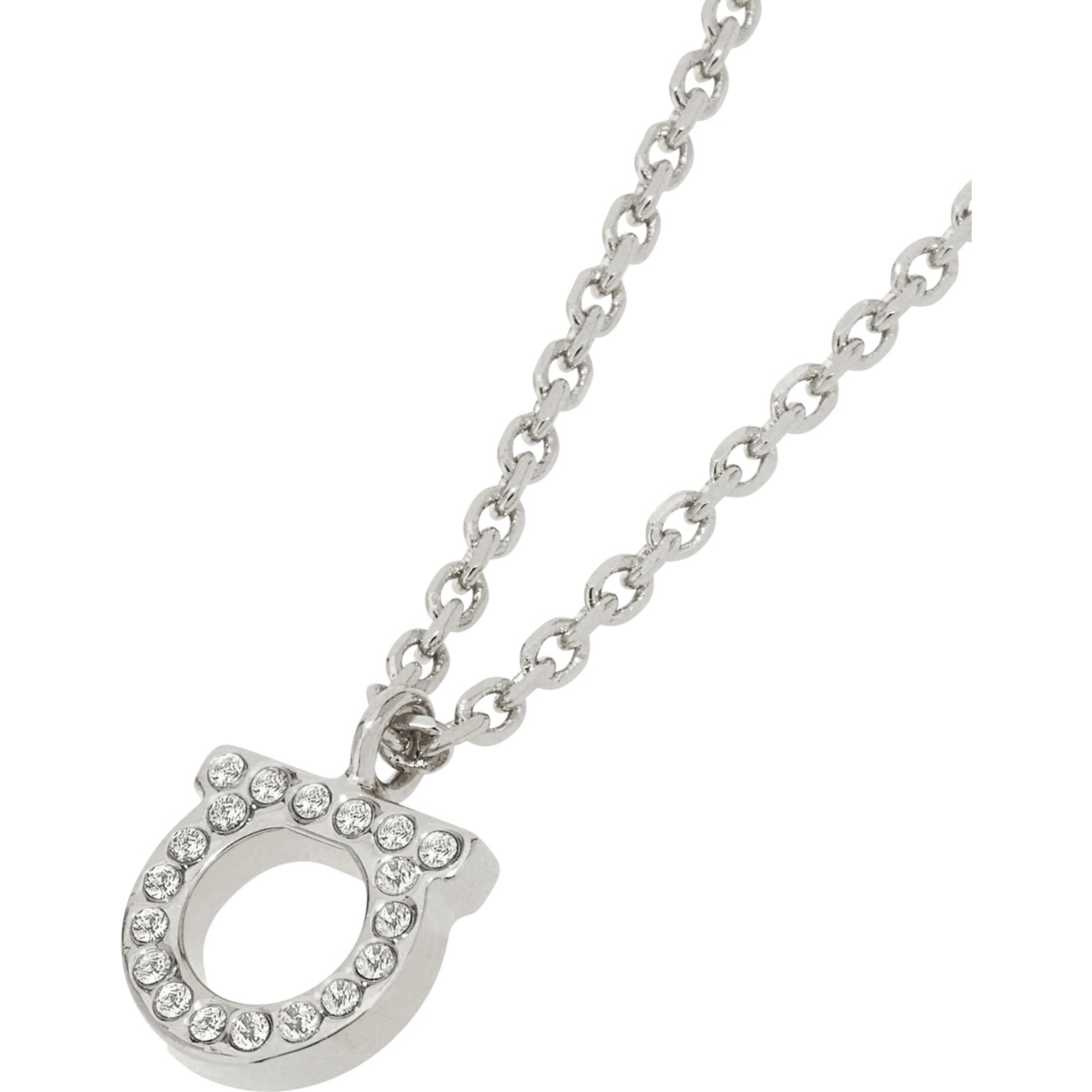 Silver-Colored Necklace with Gancini Pendant in Brass for Women
