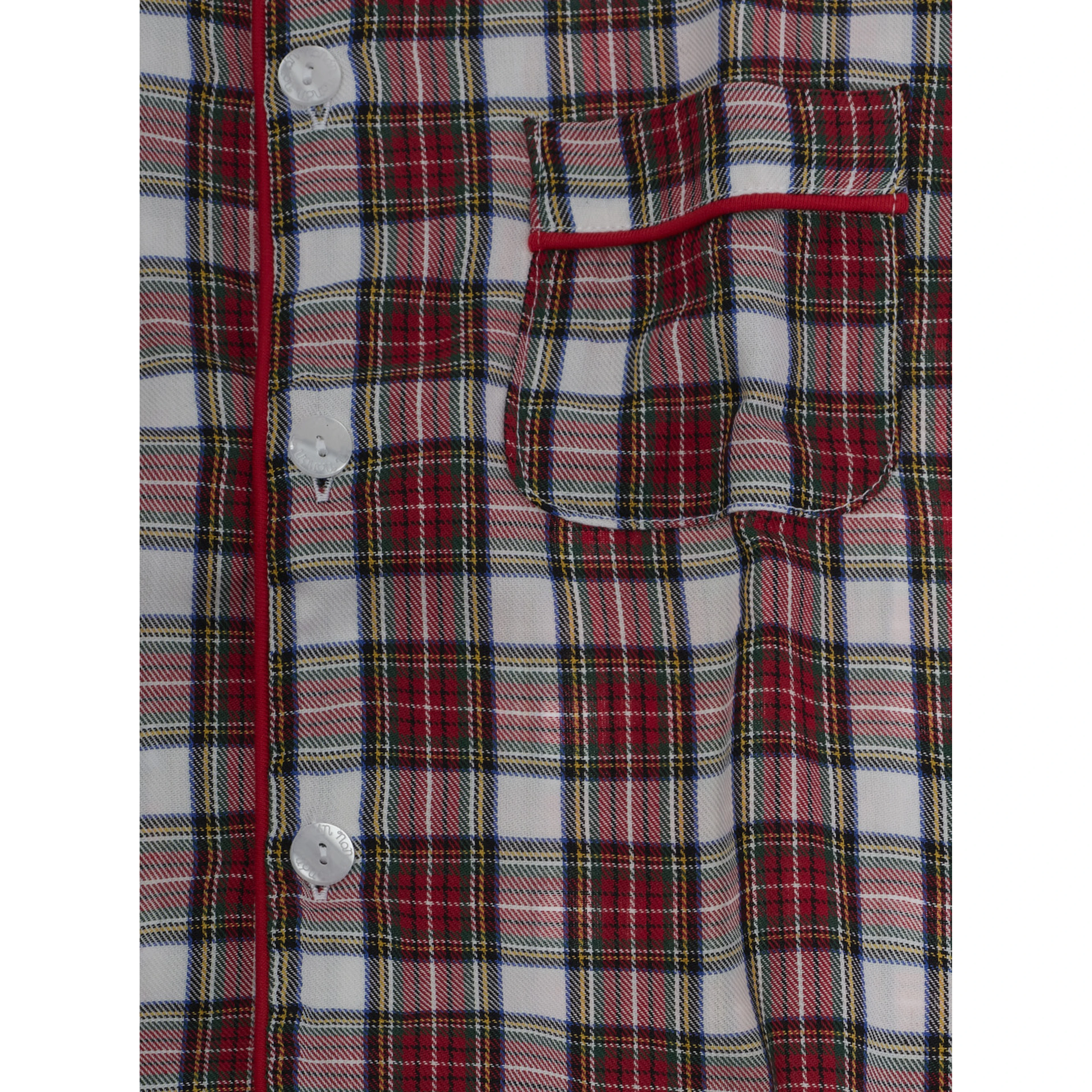 Unisex Off-White Checkered Pajamas with Cotton and Polyester, White, Unisex