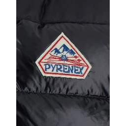 Black Sleeveless Down jacket with high collar and logo patch on the front in Tech Fabric, unisex