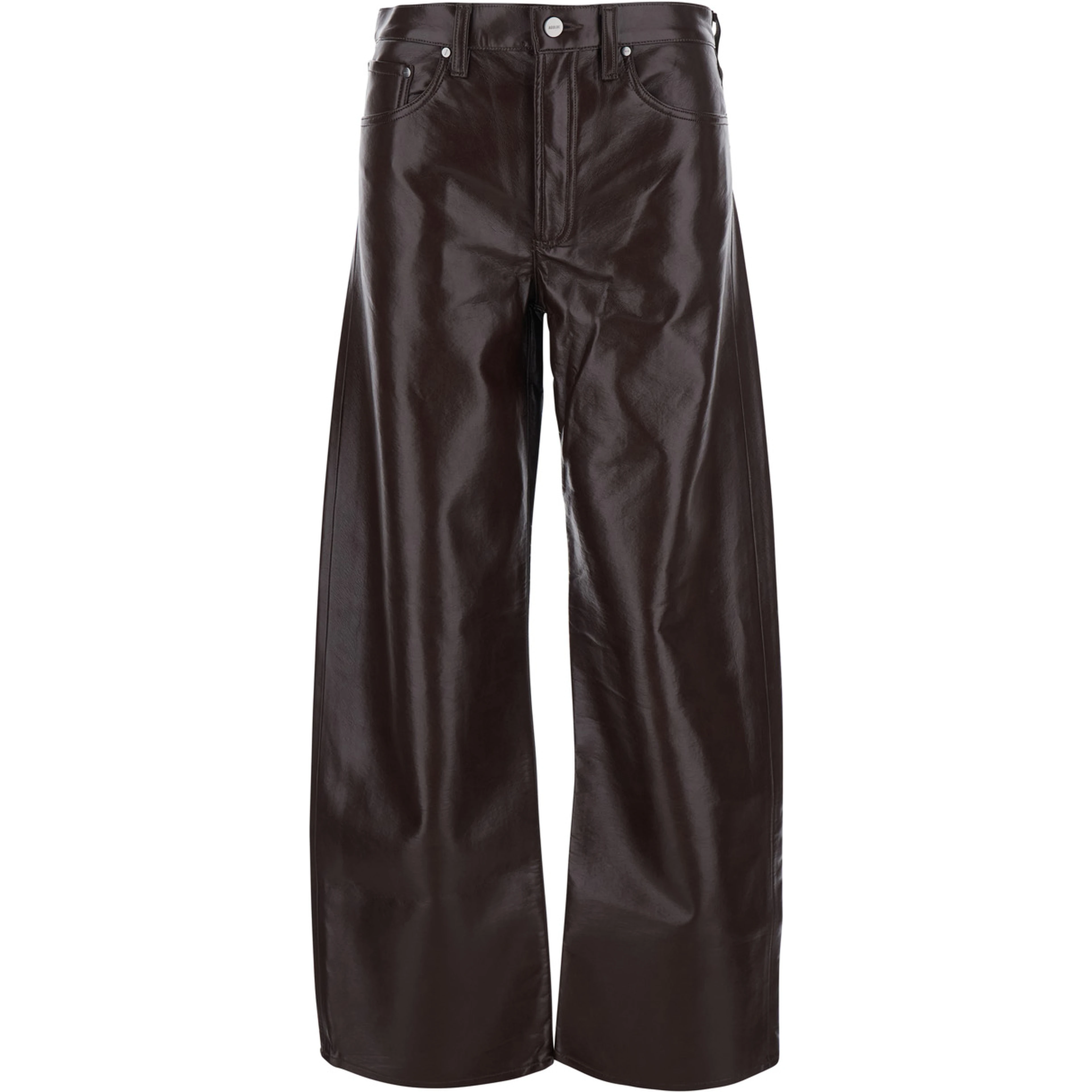 brown Pants with five-pocket design in Ecoleather for women