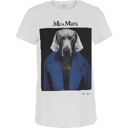 Calca White  Crew Neck T-Shirt with Maxi Print on Front and Back in Cotton for Women