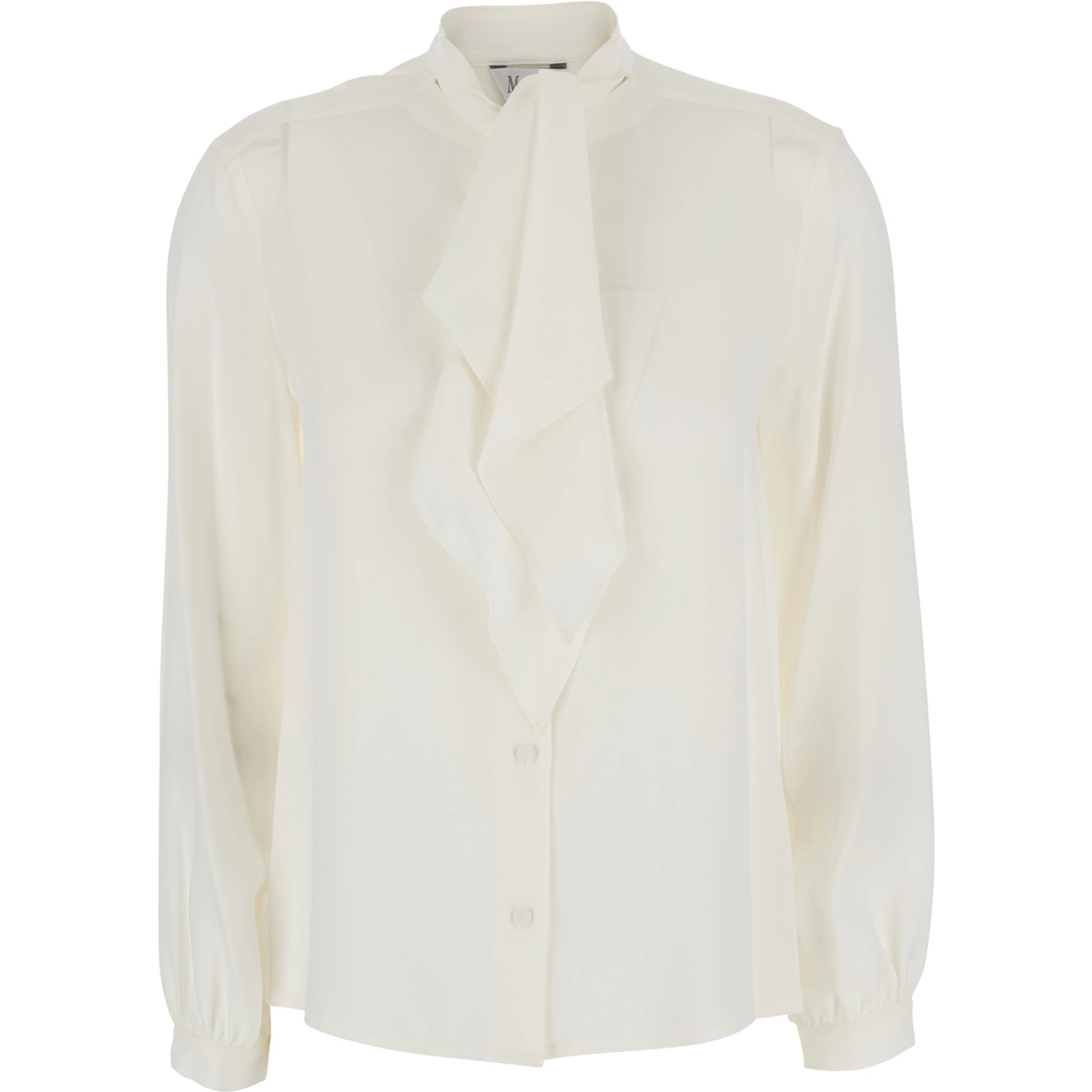 white Shirt with scarf collar and long sleeves in silk for women