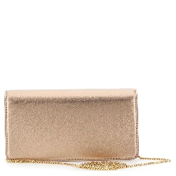 Metallic Mini bag with VLogo plaque on the front and all-over rhinestones in leather for women