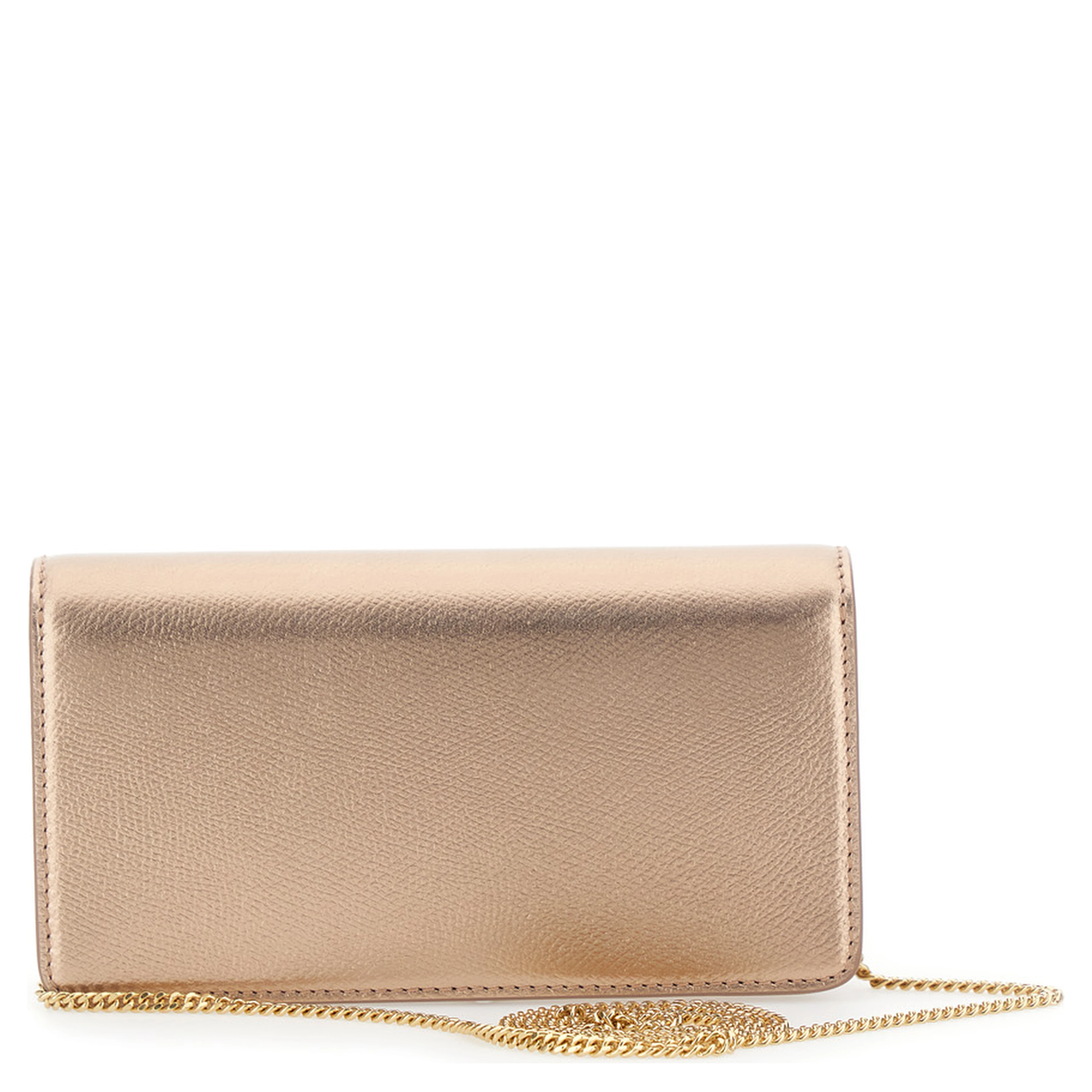 Metallic Mini bag with VLogo plaque on the front and all-over rhinestones in leather for women