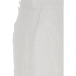 White Linen Shorts with Belt Loops Woman